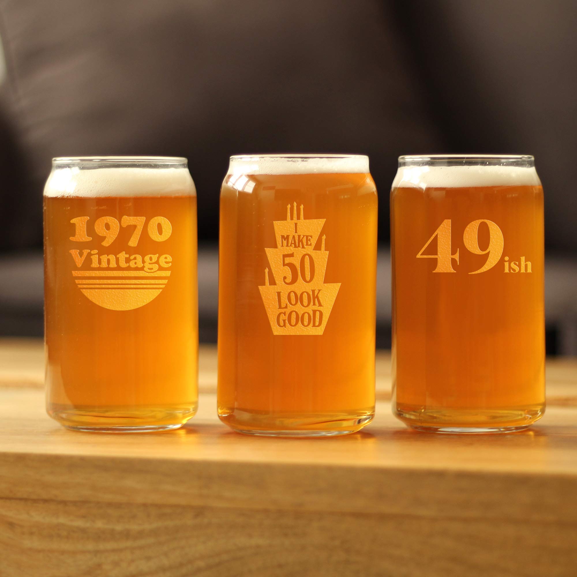 Funny 50th Birthday Gift - 16 oz Beer Can Pint Glass for Men & Women - Perfect 50th Bday Party Decor & Celebration - Great for Beer Lovers & Milestone Birthdays