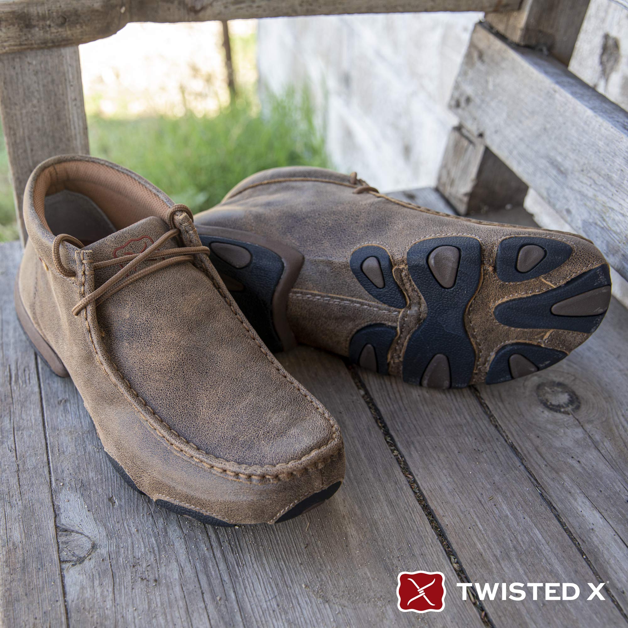 Twisted X Men's Original Chukka Driving Moccasin Shoes - Comfortable Leather Slip-On Loafers for Casual Wear & Outdoor Activities