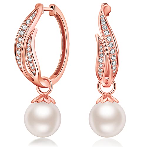 E2-hoop earrings with swarovski pearl 24mm rose