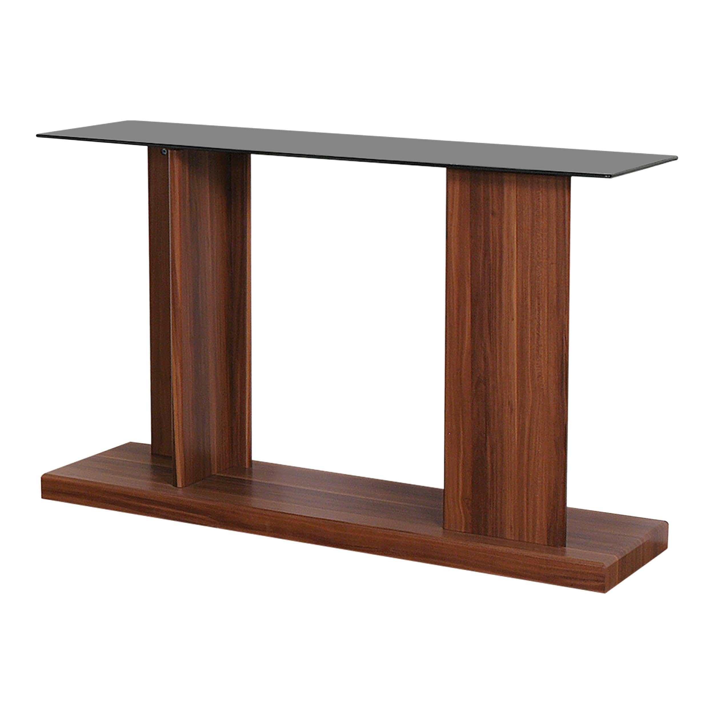 Furniture of America Thame Modern Glass Top Console Table - Dark Walnut Finish for Entryway, Living Room & Hallway Decor