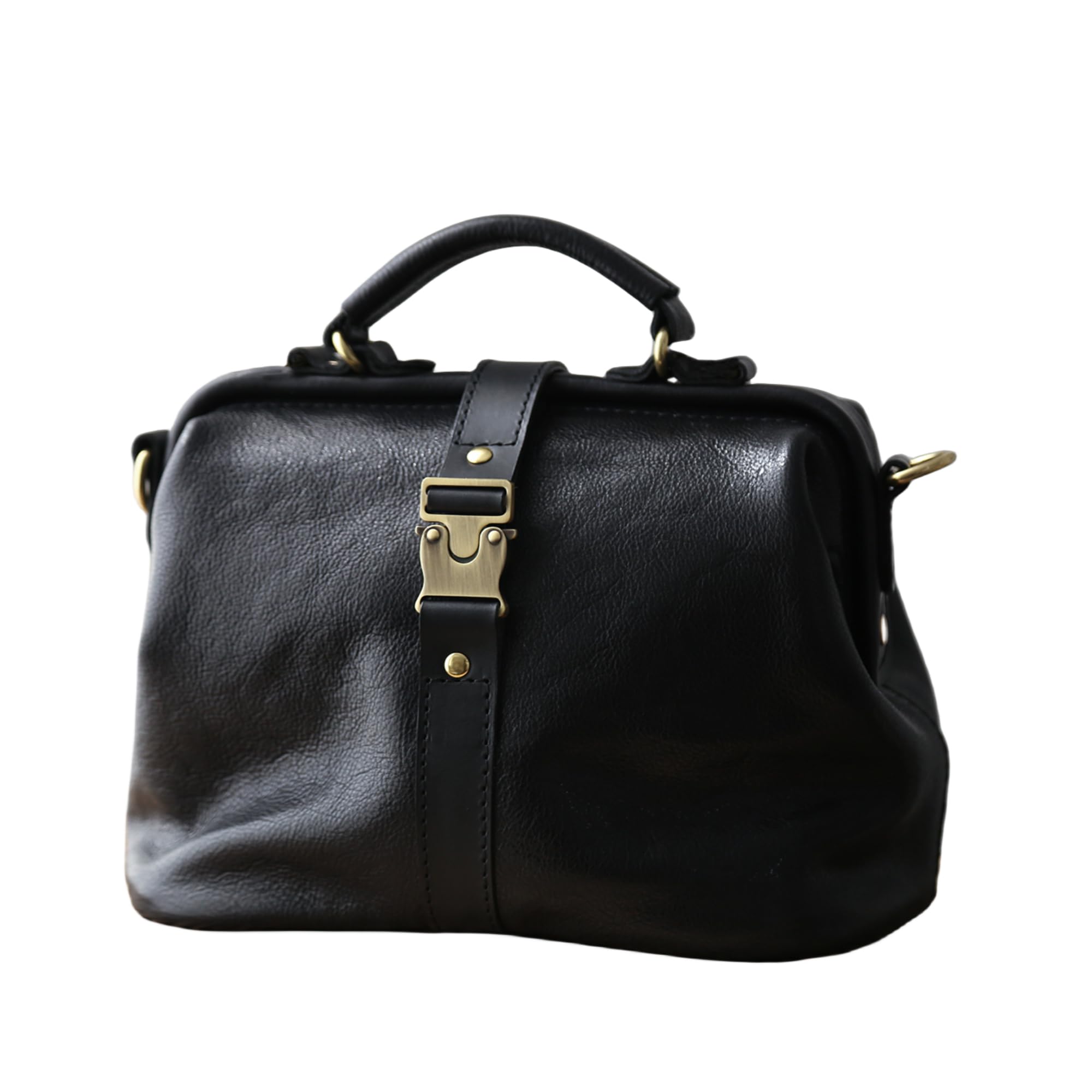 Premium Soft Leather Doctor's Bag – Vintage Doctor Style Handbag, Monogrammed Leather Shoulder Purse for Women, Spacious Everyday Carry Tote in Black – Perfect for Work, Travel & Professional Occasions