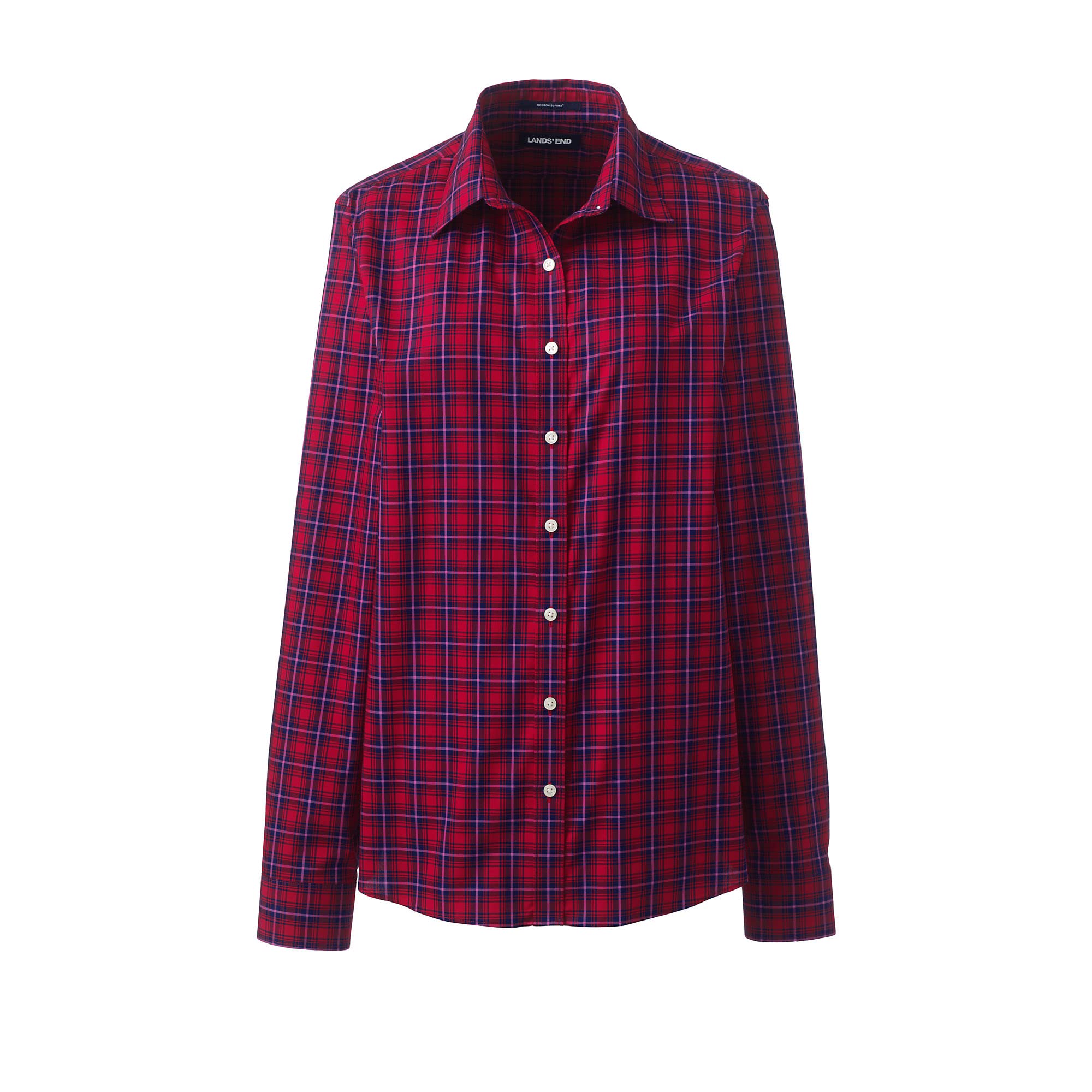Lands' End Women's No Iron Supima Cotton Long Sleeve Button Down Shirt - Wrinkle Free Business Casual Top for Office Work & Travel