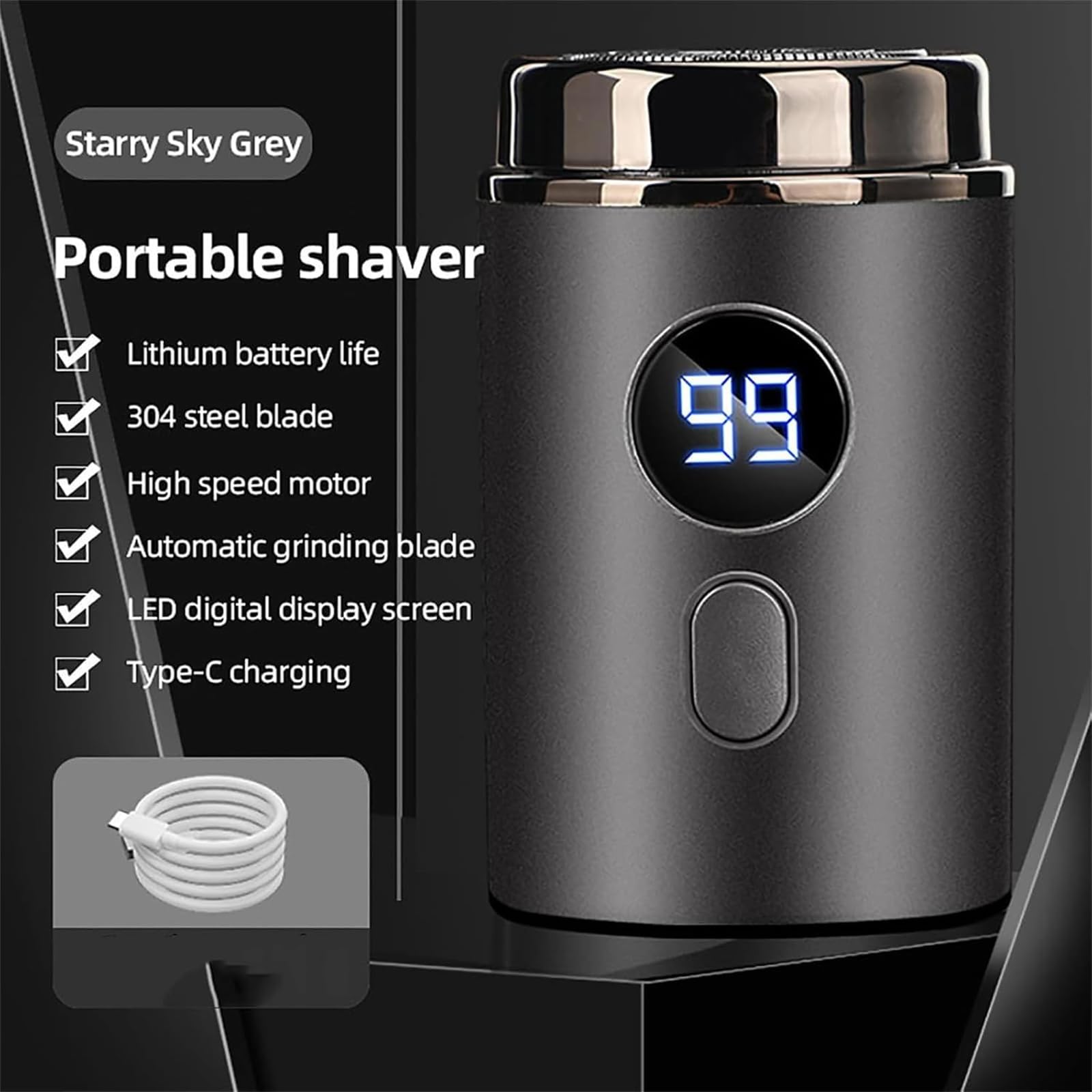 Vishopee Mini Portable Electric Shaver - USB Rechargeable Waterproof Travel Razor for Men & Women - Perfect for On-the-Go Grooming, Gym Bags, Business Trips & Daily Use (Black)