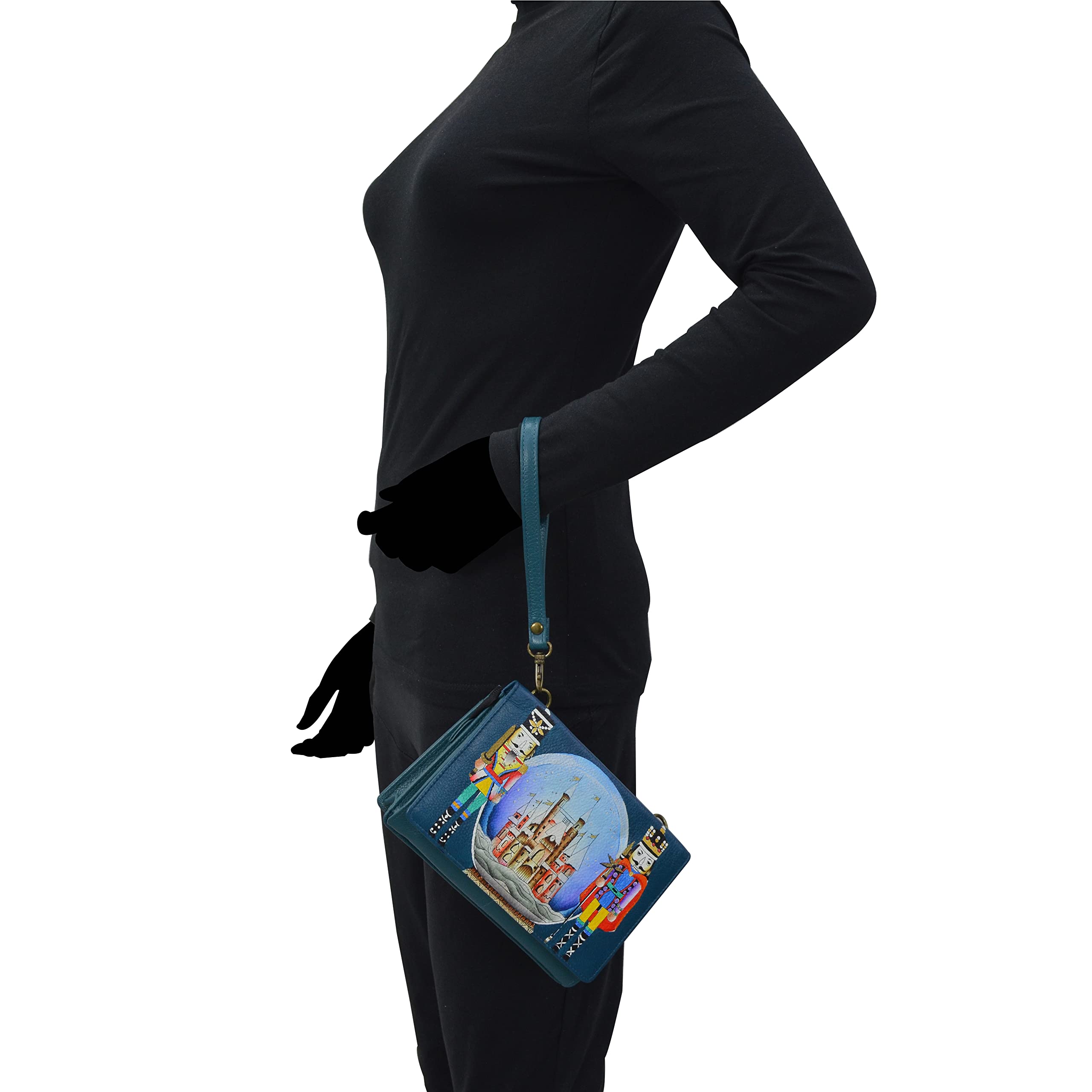 Anna by Anuschka Women's Hand-Painted Genuine Leather 4-in-1 Multi-Functional Bag - Crossbody, Belt Bag, Clutch & Wristlet Purse for Travel, Shopping & Evening Events