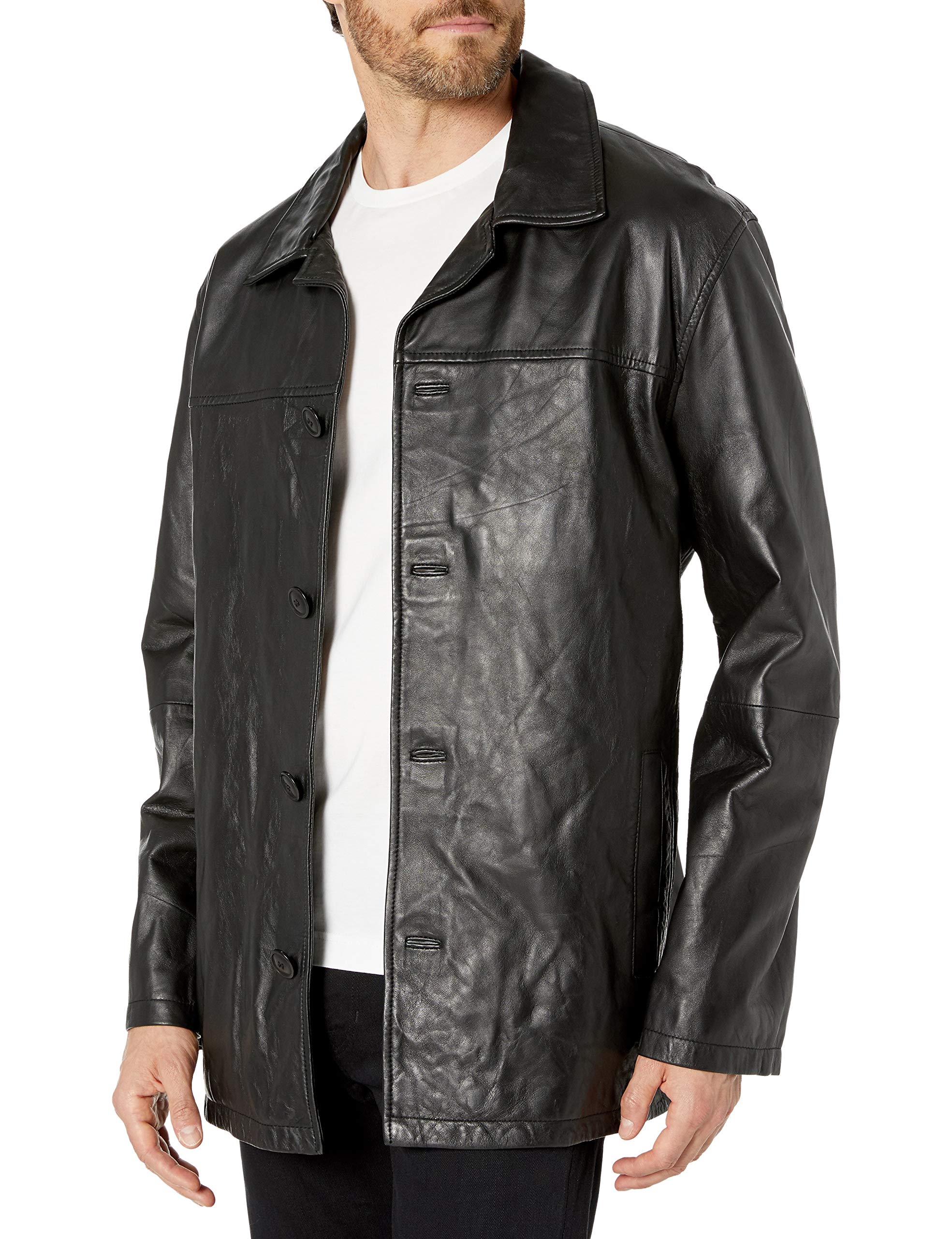 Premium Men's Genuine Lambskin Leather Car Coat - Black & Brown 3/4 Length Winter Jacket for Driving, Travel & Outdoor Activities