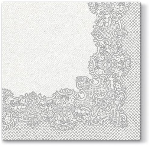 Royal Lace Silver Airlaid 1/4 Fold Dinner Napkins - 50 Pack | Elegant Disposable Napkins for Weddings, Parties & Fine Dining