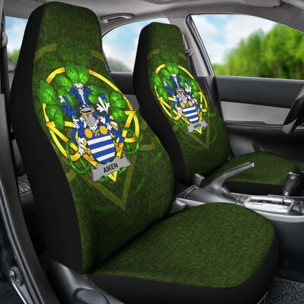 Aiken Ireland Car Seat Cover Set of 2 - Celtic Shamrock Design, Universal Fit for Most Vehicles, Waterproof & Non-Slip Protection (Perfect for St. Patrick's Day, Irish-Themed Events & Everyday Use)