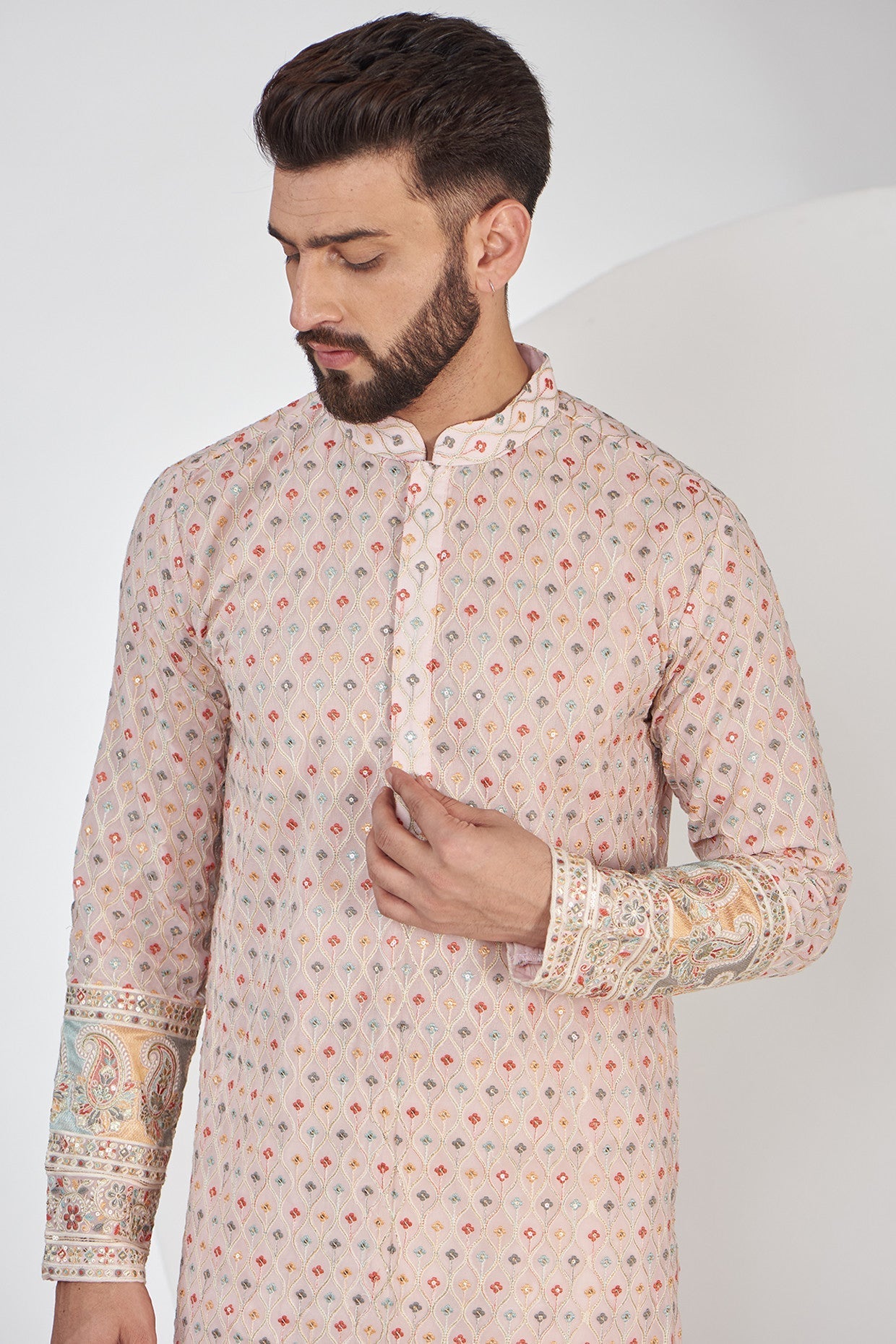Elegant Pink Chikankari Kurta with Intricate Multi-Thread Embroidery - Perfect for Festivals, Weddings & Ethnic Fashion