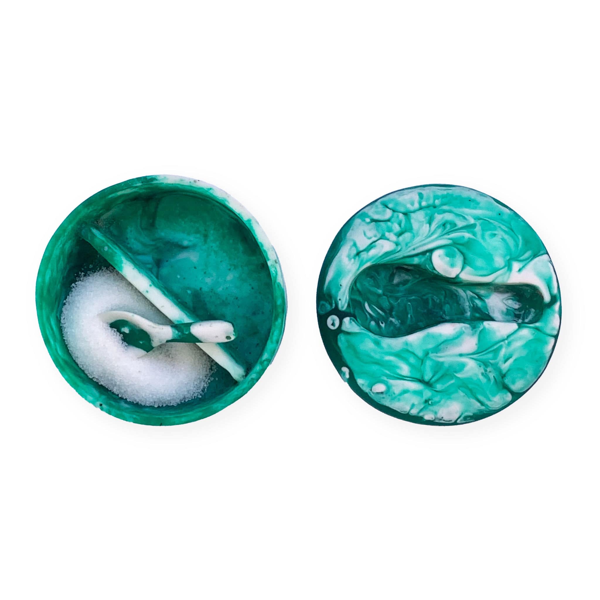 Elegant Teal Resin Swirl Salt and Pepper Shaker Set - Perfect for Kitchen, Dining Table, and Gift Giving