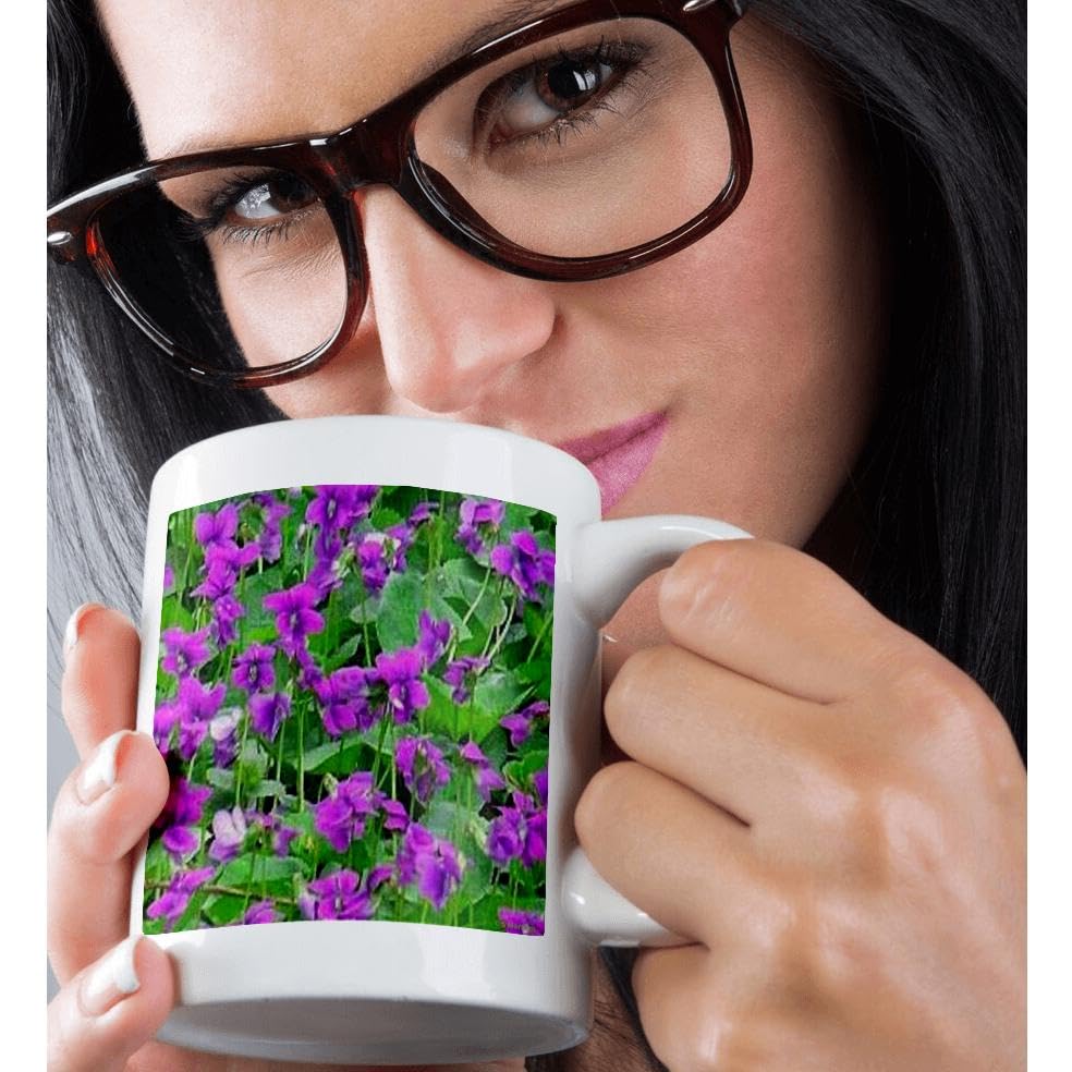 3dRose Wood Violets Ceramic Coffee Mug - 11 oz Insulated Tea Cup with Floral Design - Perfect for Home, Office & Gifts