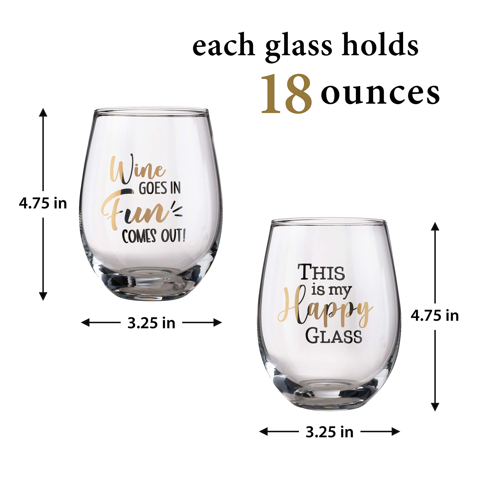 Lillian Rose Wine Glass Set with Fun Sayings - 4.75 Inch Clear Glassware for Parties, Gifts & Home Decor | Perfect for Weddings, Girls Night & Wine Tasting Events