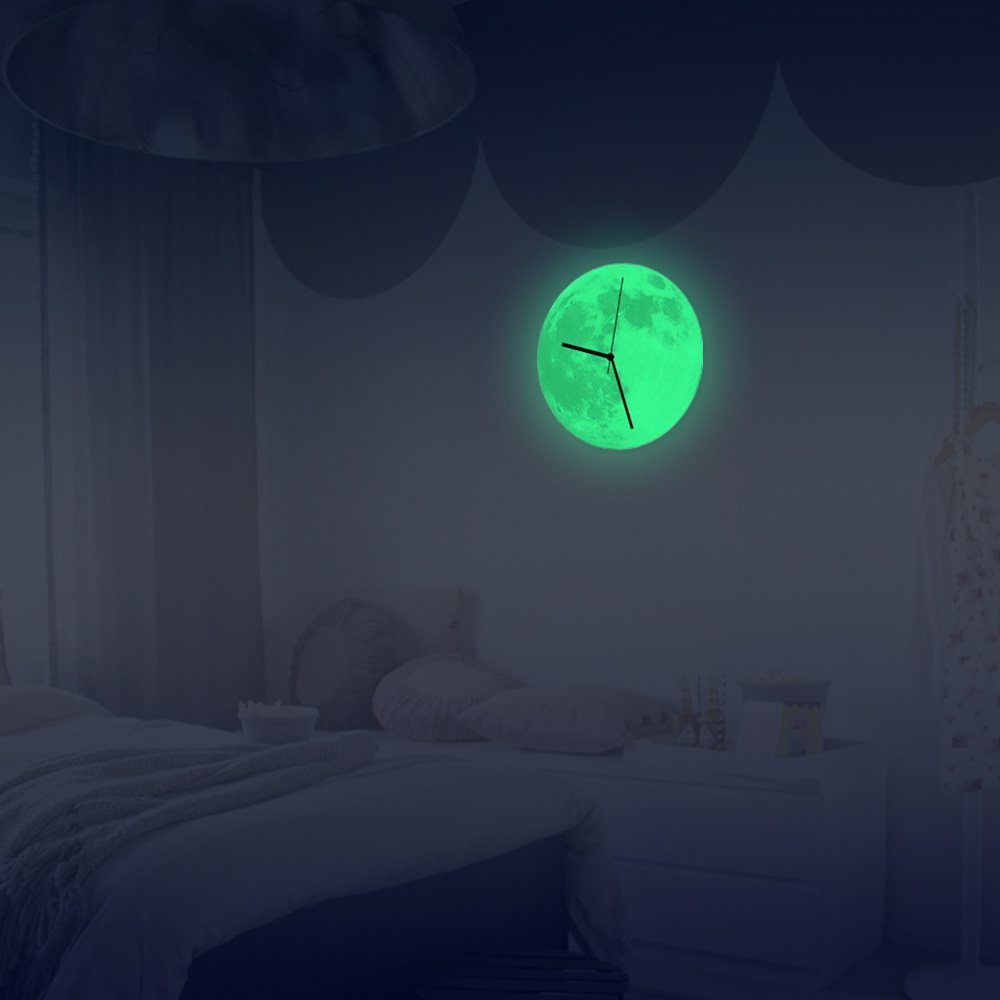 3D DIY Moon Glowing Wall Clock - 12 Inch Acrylic LED Night Light for Bedroom, Living Room & Office Decor (Yellow) - Perfect for Home, Gift & Nighttime Ambiance