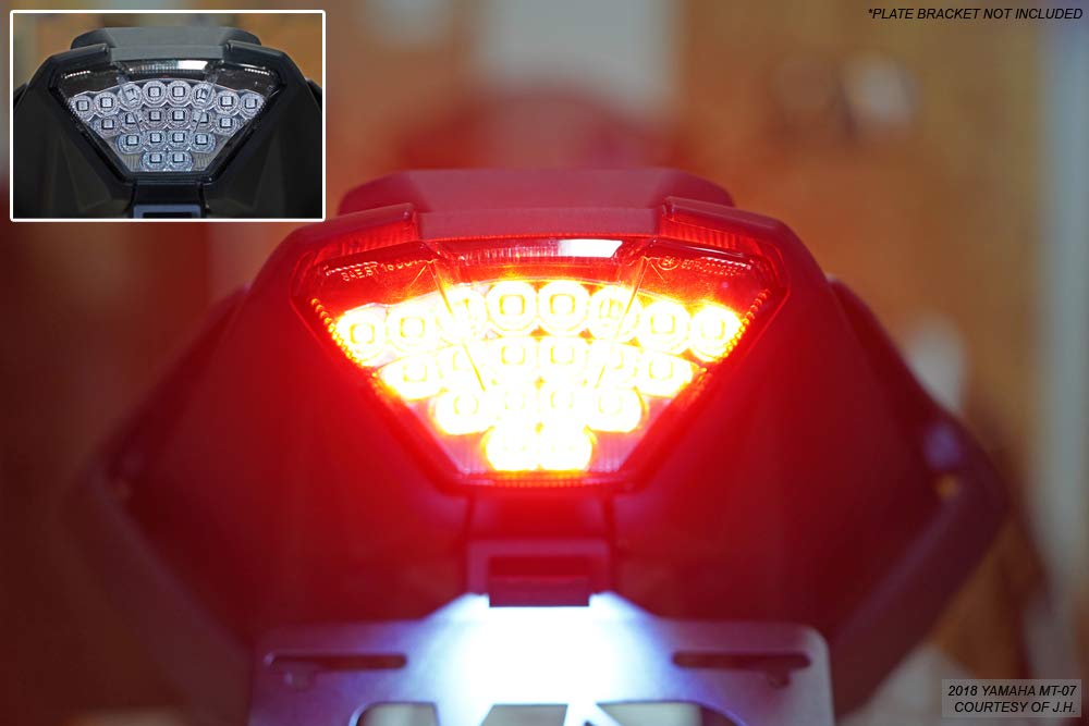 Sequential LED Tail Lights Clear Lens for 2018-2020 Yamaha MT-07 - High Visibility Brake Lights for Night Riding & Enhanced Safety