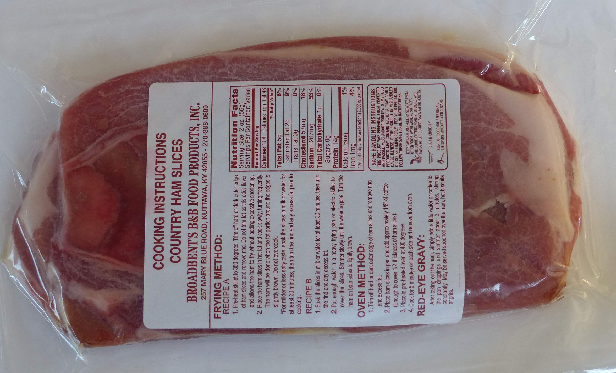Julia's Pantry Hickory Smoked Country Ham Center Steaks - 1 lb Package with Free Red Eye Gravy Sample | Premium Cured Pork for Breakfast, Sandwiches & Southern Cooking