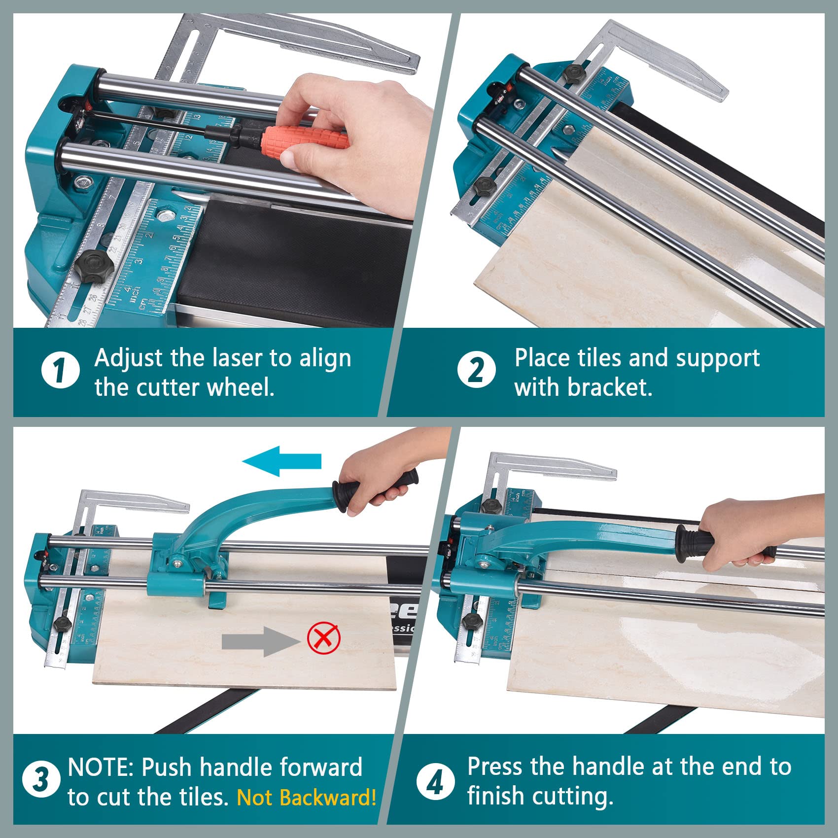 Professional 48 Inch Manual Tile Cutter - Double Rail Design with Tungsten Carbide Wheel & Laser Guide for Porcelain & Ceramic Tiles | Perfect for DIY Home Renovation, Bathroom Remodeling & Flooring Projects
