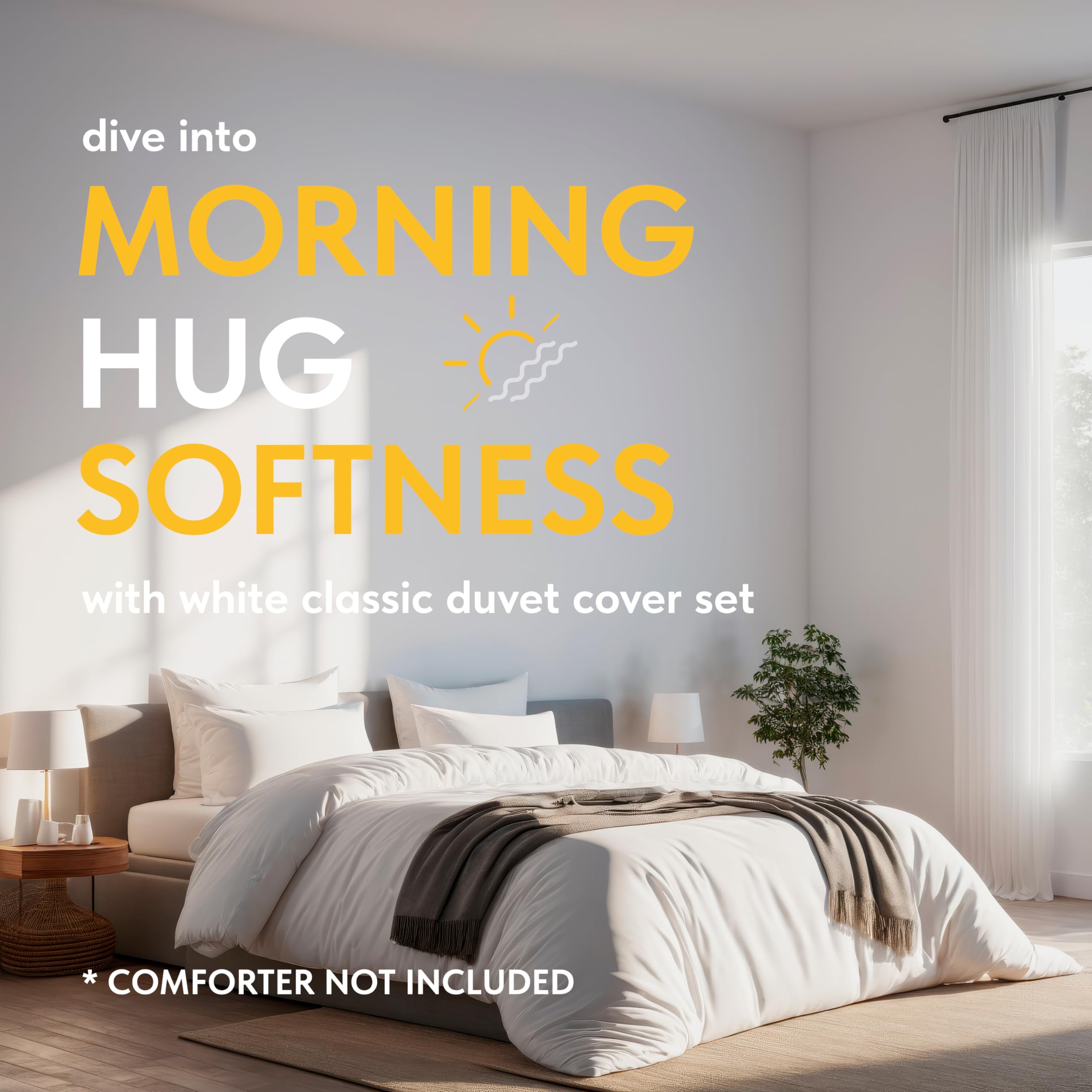 Luxury White Queen Size Microfiber Duvet Cover Set with Zipper Closure - Includes 1 Down Comforter Cover & 2 Pillow Shams (Comforter Not Included) | Perfect for Master Bedroom, Guest Room & Hotel Style Bedding