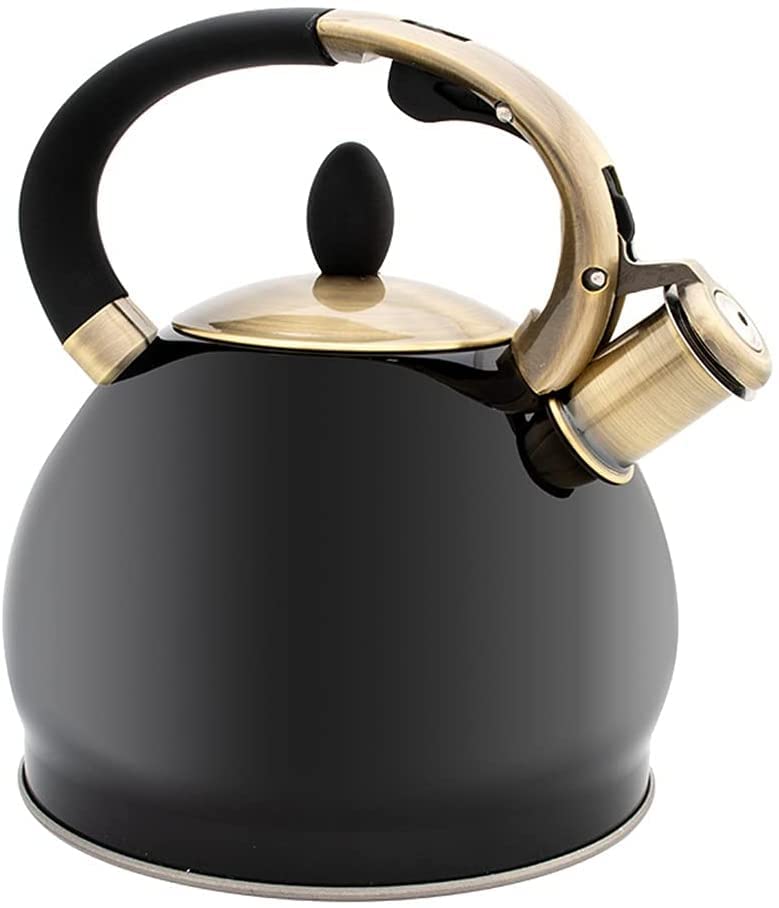 Premium Stainless Steel Whistling Tea Kettle - Induction & Gas Stove Compatible - Classic Stovetop Kettle for Boiling Water - Perfect for Tea, Coffee & Hot Beverages - Ideal for Home Kitchen, Camping & Office Use
