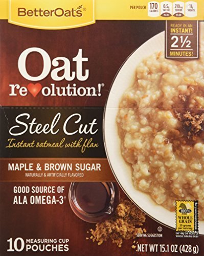 Better Oats Oat Revolution Maple & Brown Sugar Steel Cut Oats - 15.1oz (6 Pack) | Healthy Breakfast Cereal | Quick & Easy Meal for Busy Mornings, Office Snacks & Weight Loss Diet