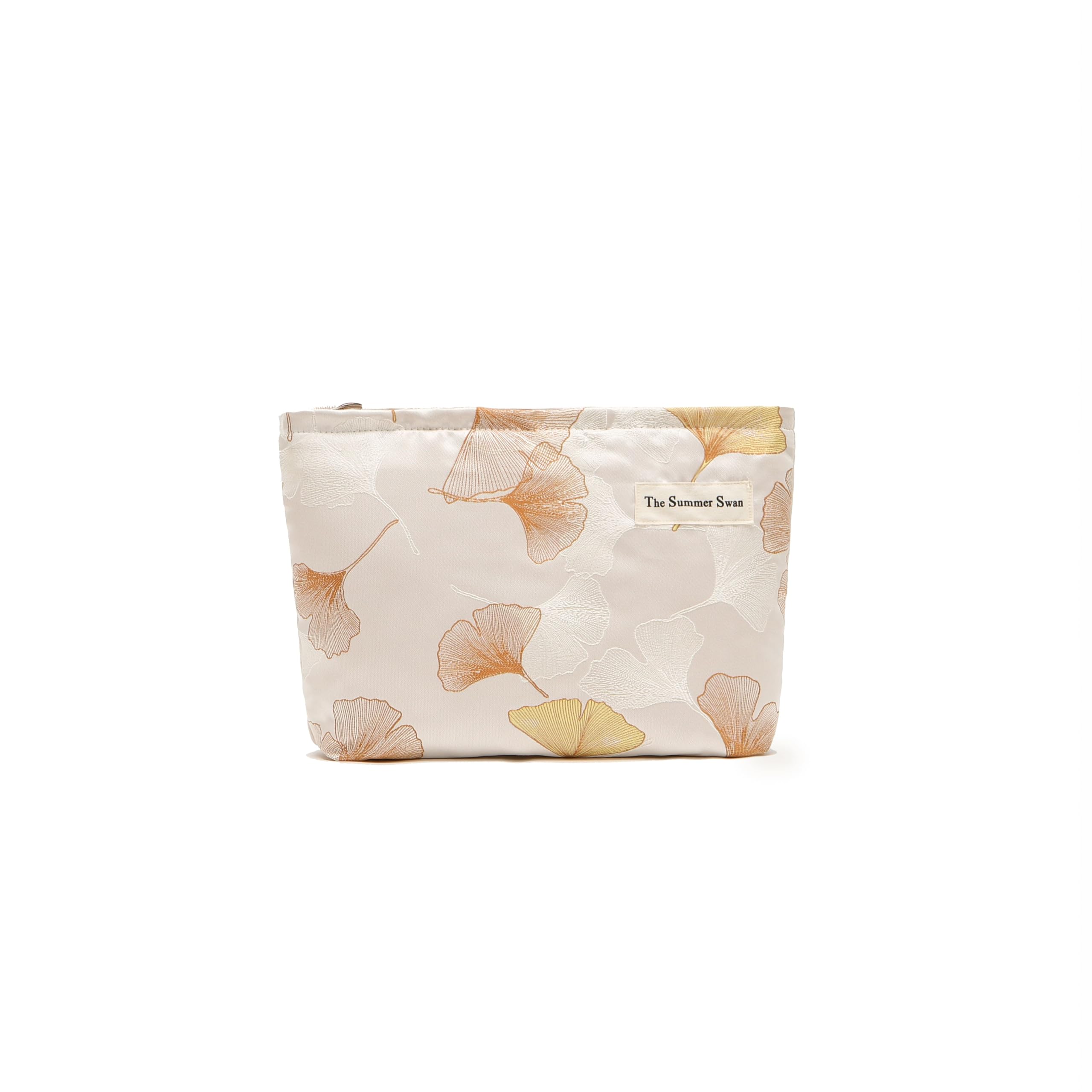 Large Aesthetic Floral Makeup Bag for Women | Cute Mid-day Clutch & Period Kit Organizer | Skincare & Hygiene Travel Pouch | The Summer Swan Collection (Ginko Pattern) - Perfect for Travel, Gym, Beach & Everyday Essentials Storage