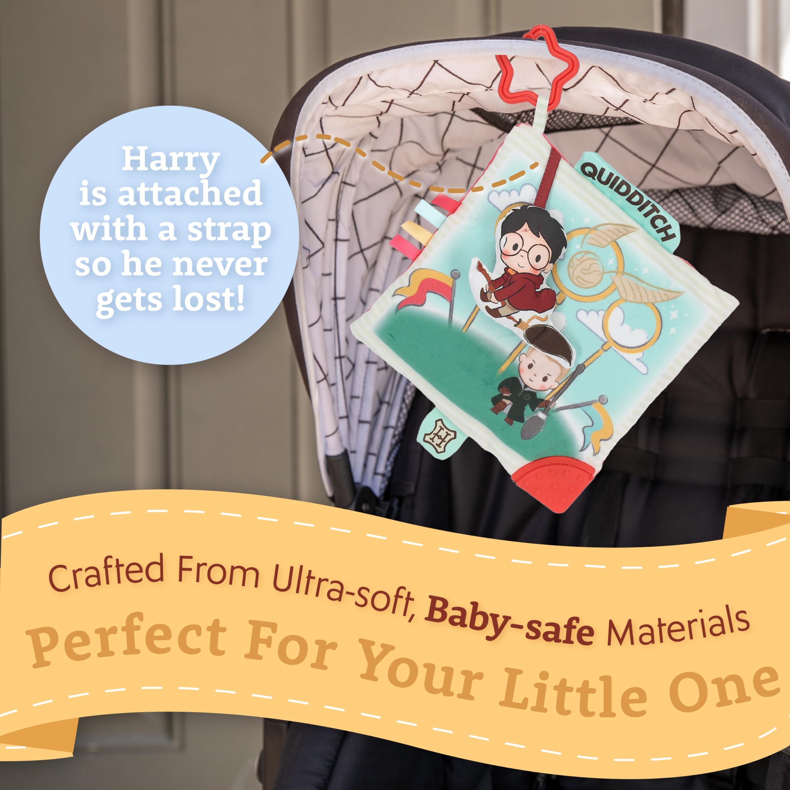 Harry Potter Baby Teething Toys for 3-6 Months - Soft Quidditch Plush Minky Fabric Sensory Teether & Learning Toy for Infants | Hogwarts Magic Inspired Baby Gift for Newborns & Toddlers | Perfect for Soothing Sore Gums & Early Childhood Development
