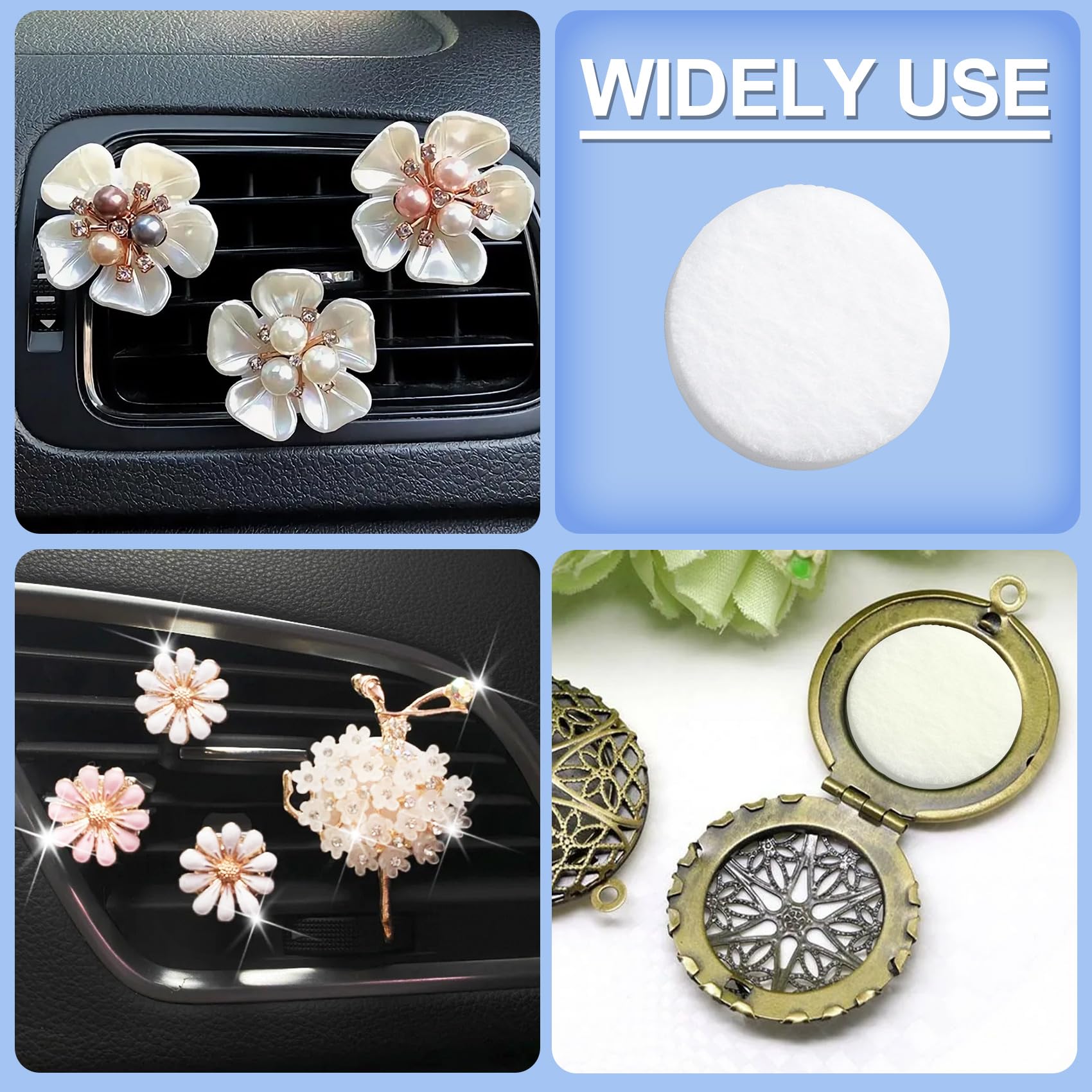17.5MM/0.7inch Unscented White Car Air Freshener Refill Pads - 30PCS Replacement Felt Pads for Vent Clips & Diffusers - Perfect for Essential Oils, Perfumes & Aromatherapy in Cars, Homes & Offices