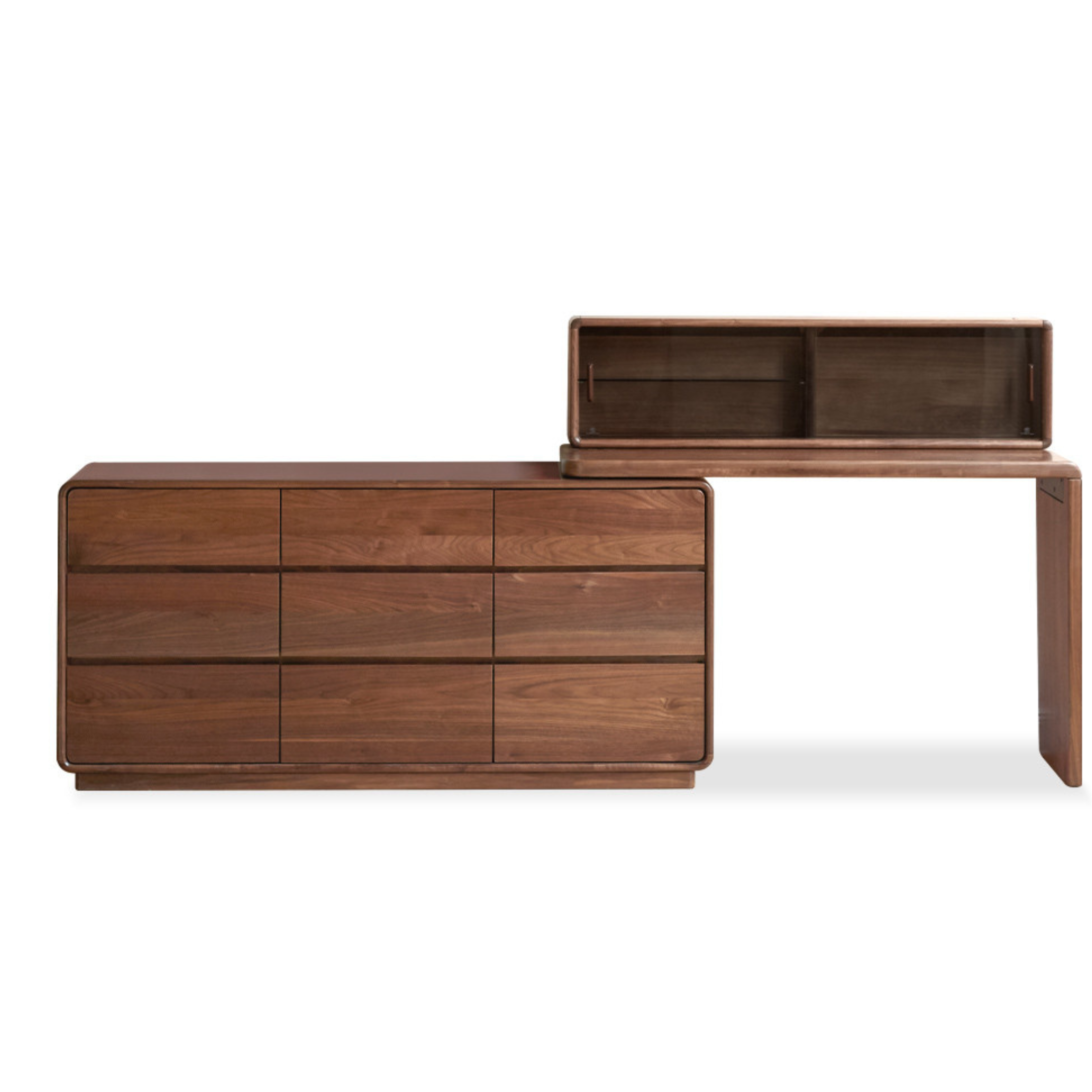 Premium Black Walnut & Golden Sandalwood Solid Wood Extendable Vanity Dressing Table - Perfect for Bedroom Makeup, Beauty Salon & Home Decor