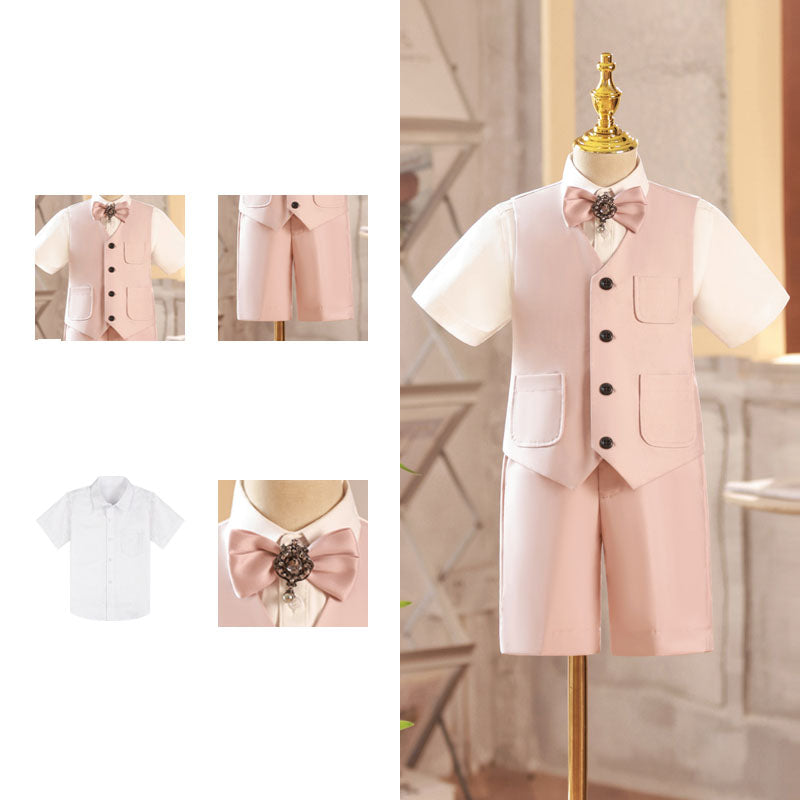 Baby Boys Summer Gentleman Pink Outfits Suits - Stylish Formal Wear for Weddings, Parties & Special Occasions