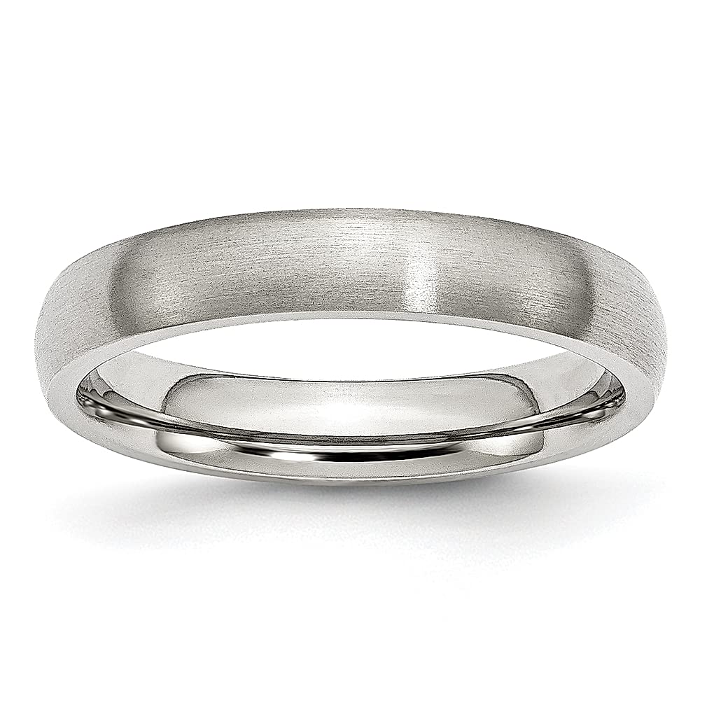 ICE CARATS 4mm Stainless Steel Brushed Half Round Wedding Band - Classic Domed Women's Jewelry Ring for Bridal, Anniversary & Special Occasions - Perfect Gift for Her