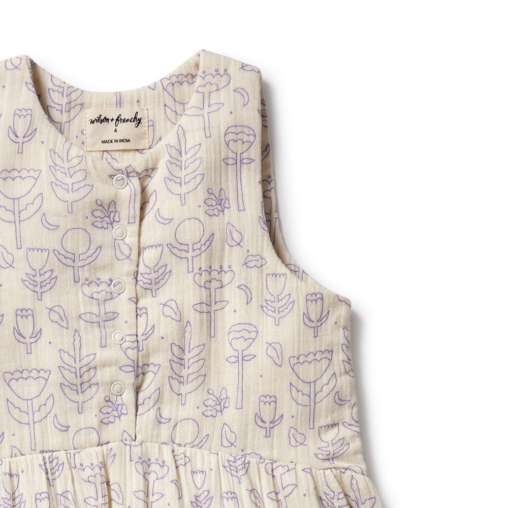 Flow Organic Crinkle Jumpsuit for Baby Girls | Soft Cotton Romper with Snap Buttons | Perfect for Playtime, Photo Shoots & Everyday Wear