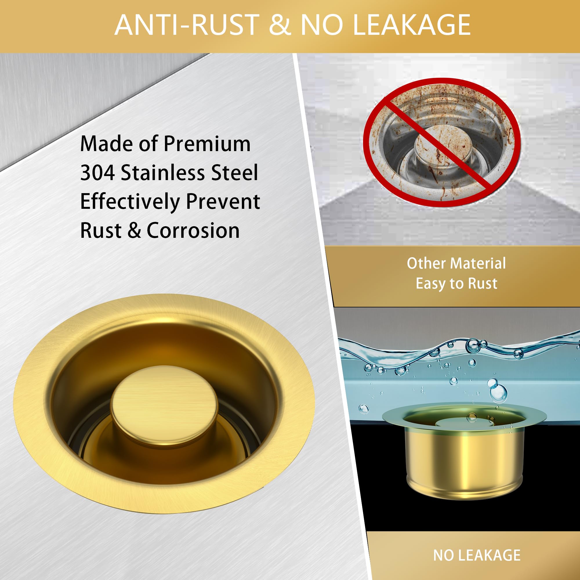 Stainless Steel Garbage Disposal Flange & Stopper - Universal 3.5