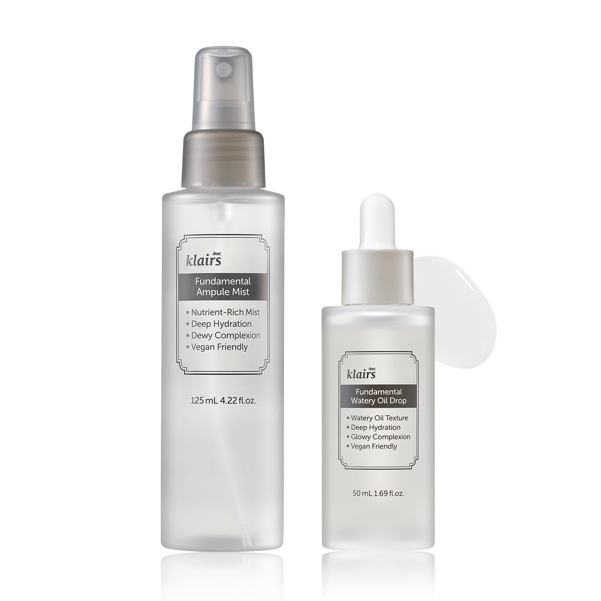 Dear Klairs 2 Step Fundamental Care Set - Hydrating Ampoule-Like Mist & Water-Based Drop for Moisturizing Skincare | Daily Hydration Routine for Dry & Sensitive Skin