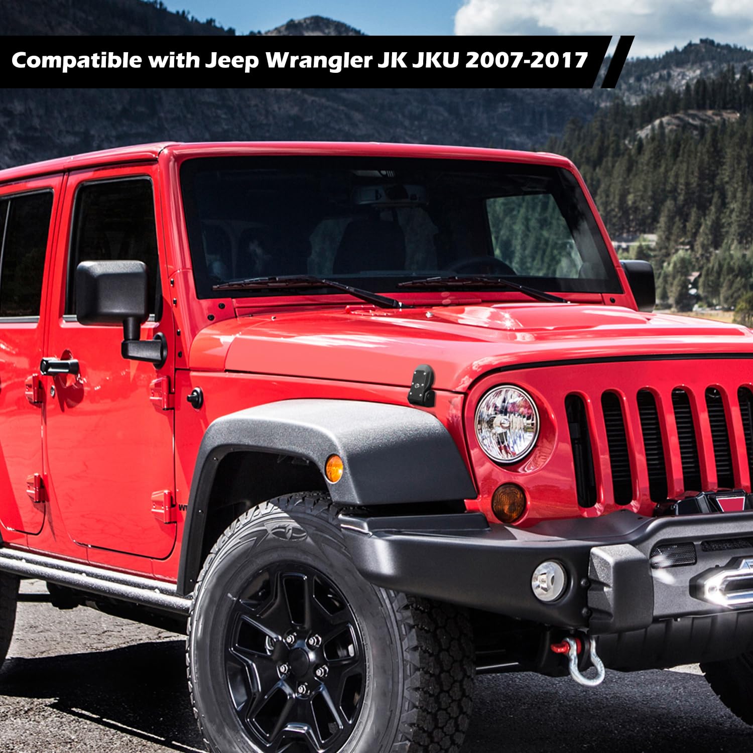 Jeep Wrangler JK JKU Hood Latches with Key Lock (2007-2017) - Black Heavy Duty Hood Catch Kit (2pcs) | Secure Exterior Accessories for Off-Road & Daily Driving