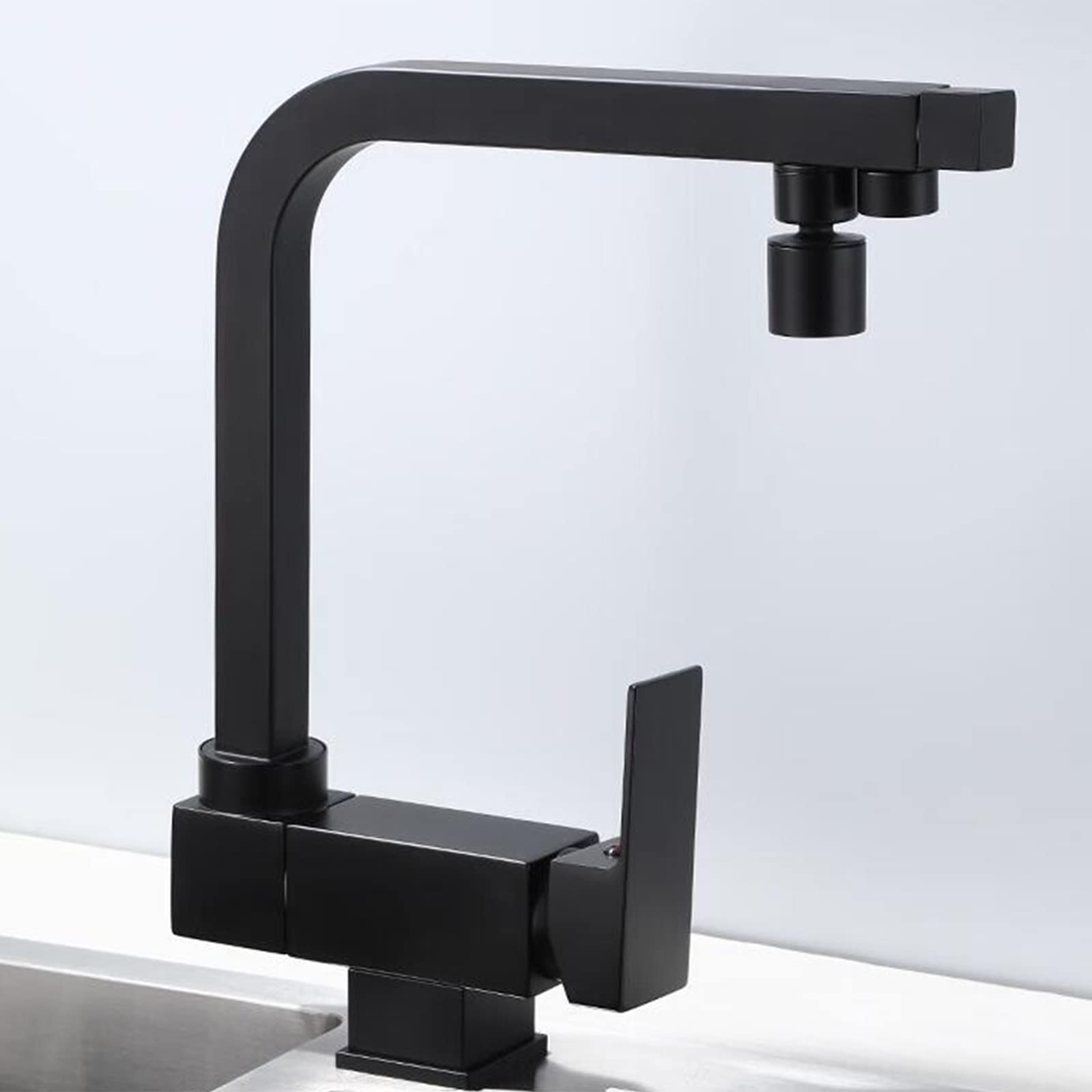 3-Way Folding Kitchen Sink Faucet - Brass Swivel Black Water Tap for Modern Kitchen | Perfect for Washing Dishes, Filling Pots & Multi-Tasking Cooking