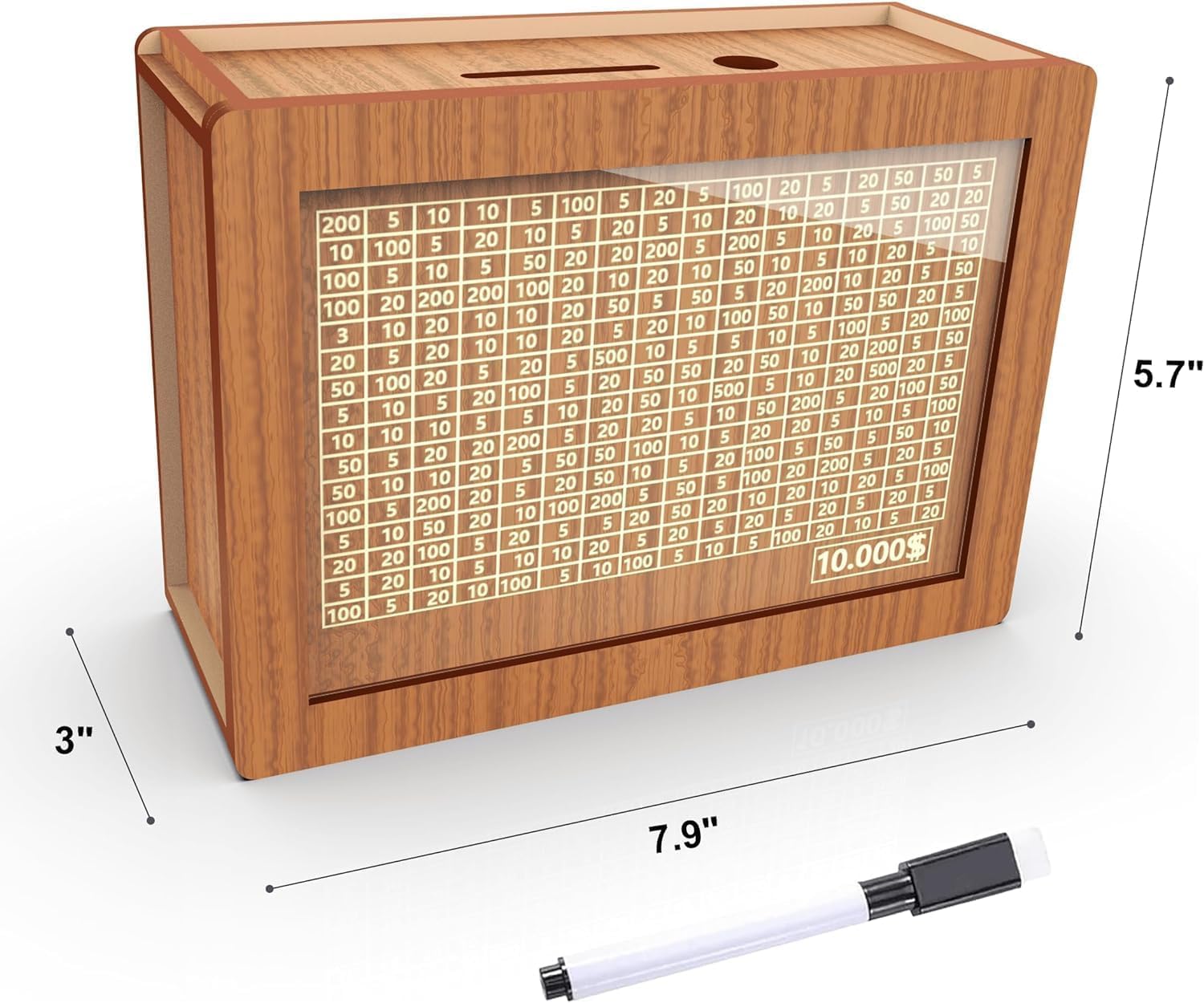 Wooden Cash Vault Savings Box with Digital Counter - 10000 Dollar Goal Money Saver for Kids & Adults (Light Brown) | Perfect for Piggy Bank Replacement, Birthday Gifts, and Financial Education