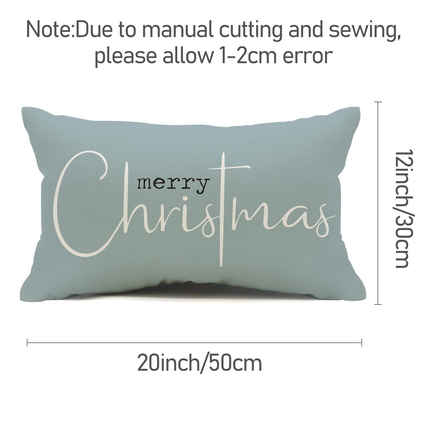 Merry Christmas Pillow Covers - 12x20 Inch Decorative Throw Pillow Covers for Sofa, Cotton Linen Blend, Beige Holiday Home Decor - Perfect for Living Room, Bedroom & Christmas Party Decorations