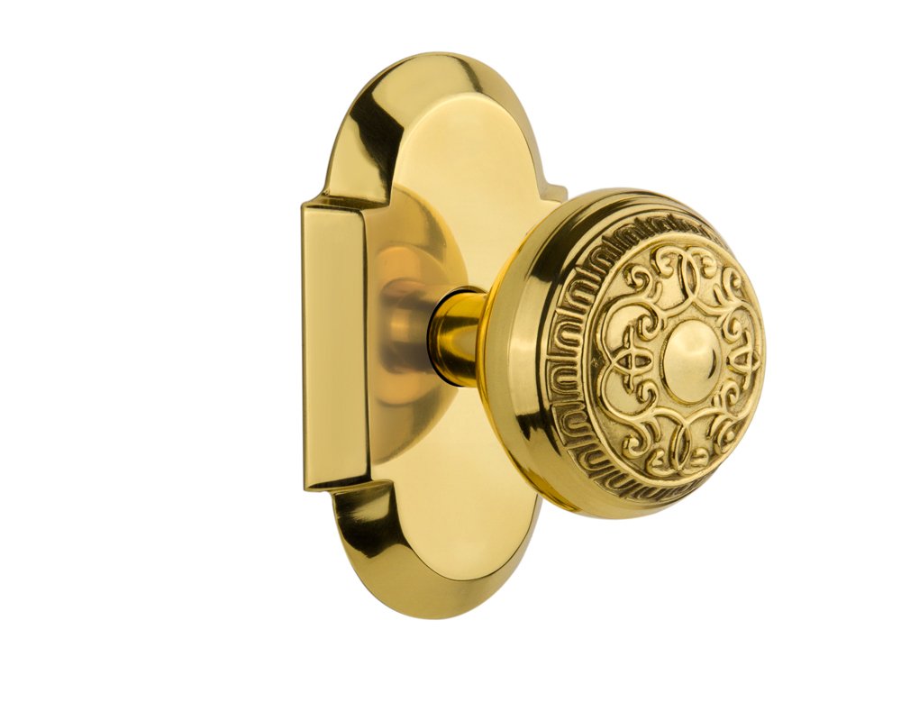 Vintage Polished Brass Cottage Door Knob with Egg & Dart Design - 2.375