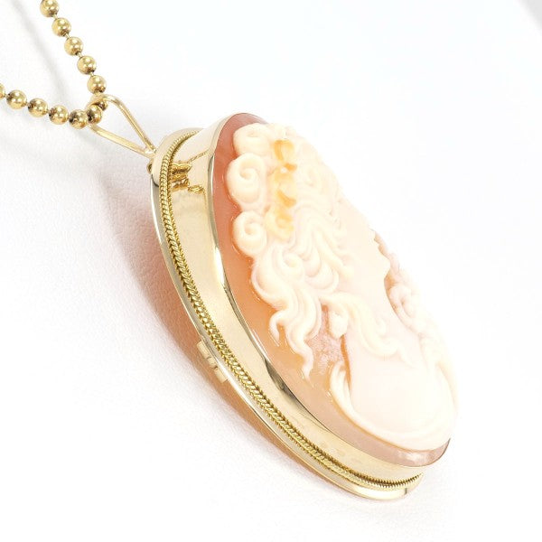 18K Yellow Gold Shell Cameo 2-Way Convertible Necklace & Brooch – Elegant Vintage Jewelry for Weddings, Parties & Special Occasions
