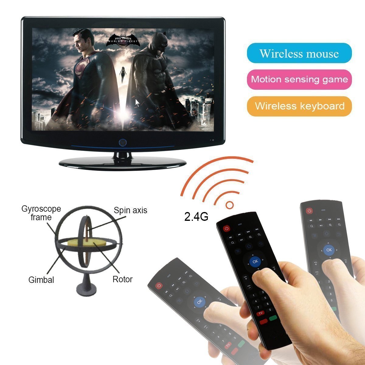 MX3 Air Mouse Remote with Keyboard - 2.4G Wireless Keyboard & Mouse Combo for Android TV Box, Raspberry Pi, Mini PC | IR Learning Remote Control for Google Smart TV, Streaming Devices | Perfect for Home Entertainment & Office Presentations