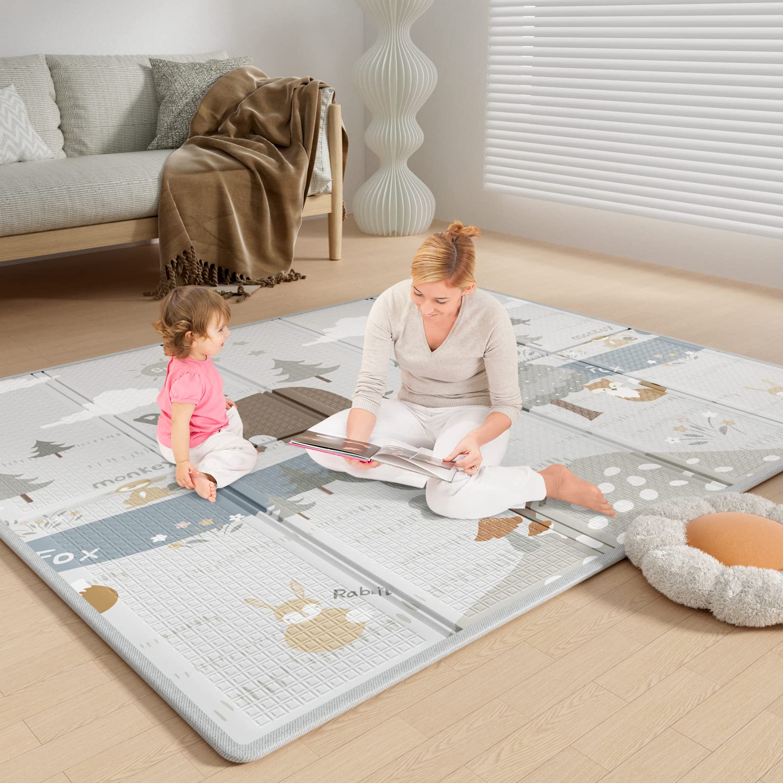 Fodoss Extra Large Baby Play Mat 59x71 Inch - 0.4 Inch Thick Non-Toxic Foam Floor Mat | Waterproof, BPA-Free, PVC-Free, Phthalate-Free | Foldable Playmat for Infants & Toddlers | Perfect for Nursery, Daycare, Playroom & Outdoor Activities