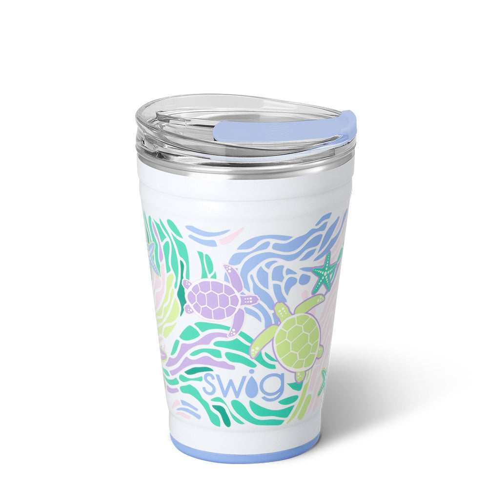 18oz Sea Swirl Party Cups - Colorful Plastic Drinking Cups for Pool Parties, Beach Events & Summer Celebrations - BPA-Free Reusable Tumblers