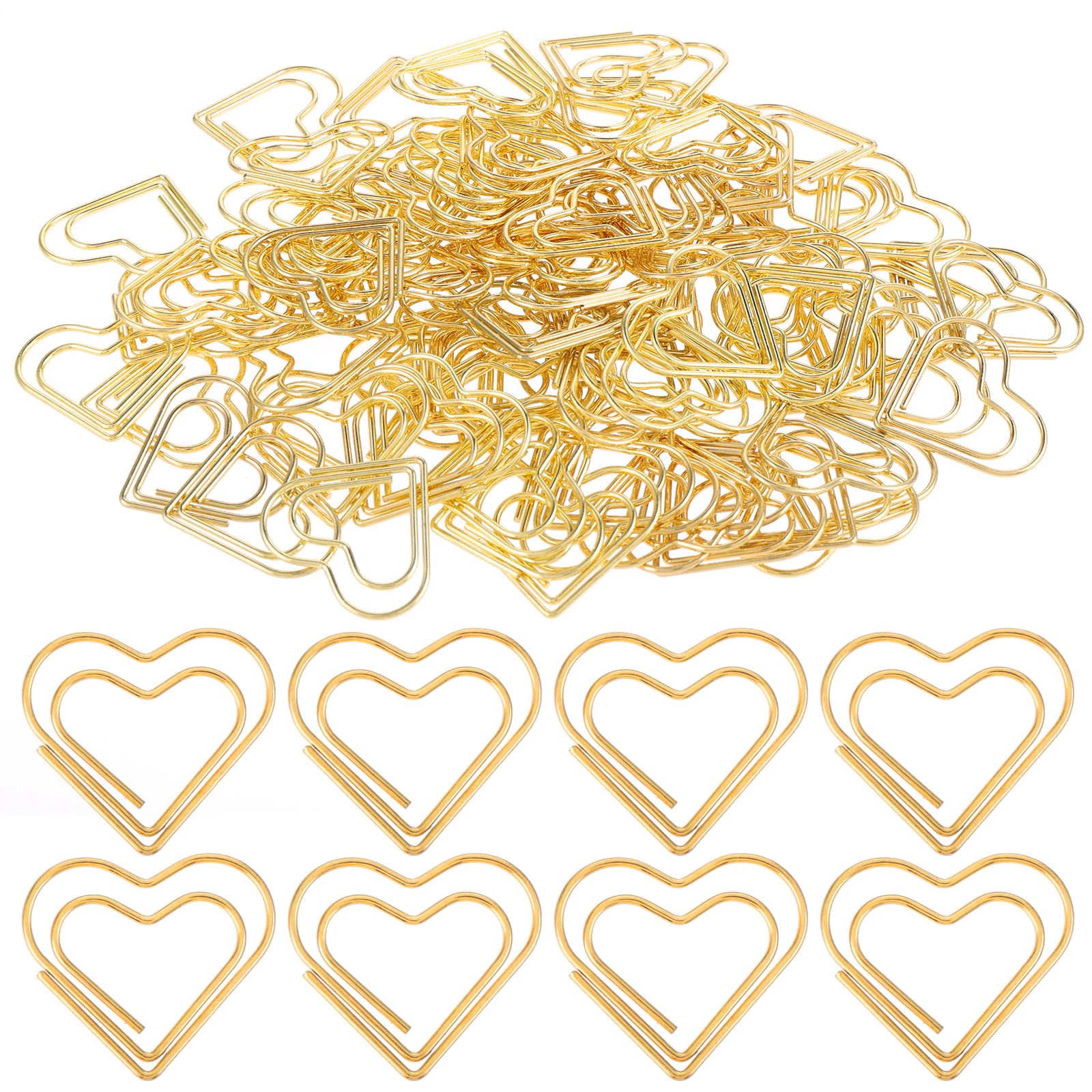 100Pcs Gold Heart Paper Clips - Cute Small Heart-Shaped Office Supplies for Kids, Women, Wedding Decorations & Scrapbooking - Perfect for Organizing Documents, Notes & Crafts