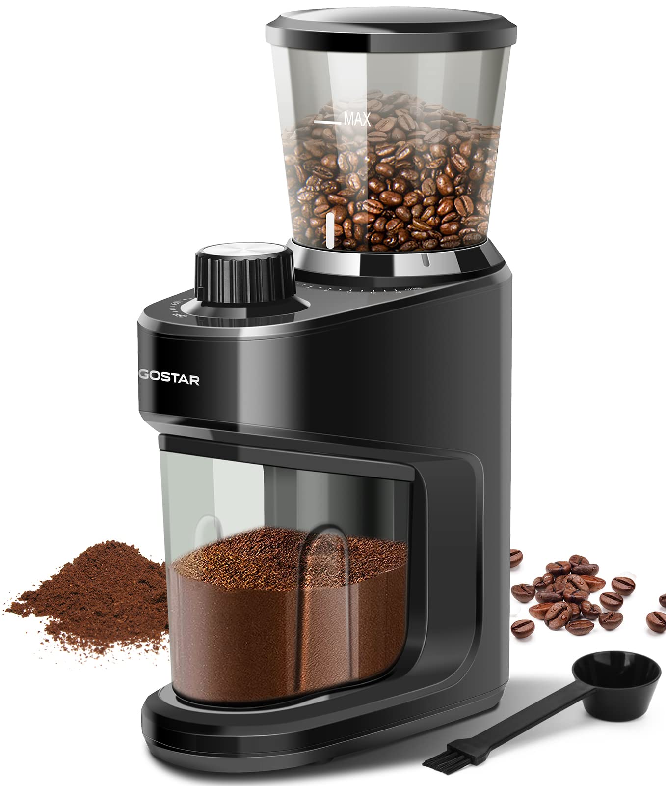 Premium Electric Conical Burr Coffee Grinder - Aigostar Adjustable Mill with 15 Precise Settings for Espresso, French Press, Drip & Turkish Coffee | Perfect for Home Baristas & Coffee Enthusiasts | Black