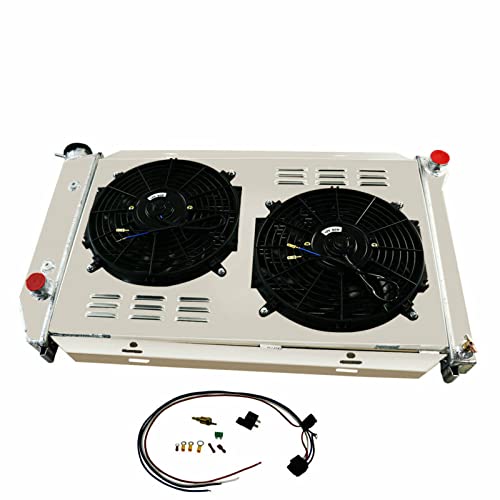 1975-1979 Ford Lincoln Montego Mercury Cougar LTD II V8 Aluminum Radiator - 3 Row Cooling System with 2x12