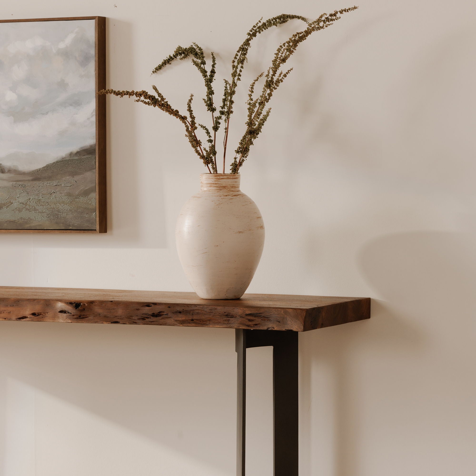 Rustic Bent Console Table with Natural Wood Stain - Perfect for Entryway, Hallway, or Living Room Decor