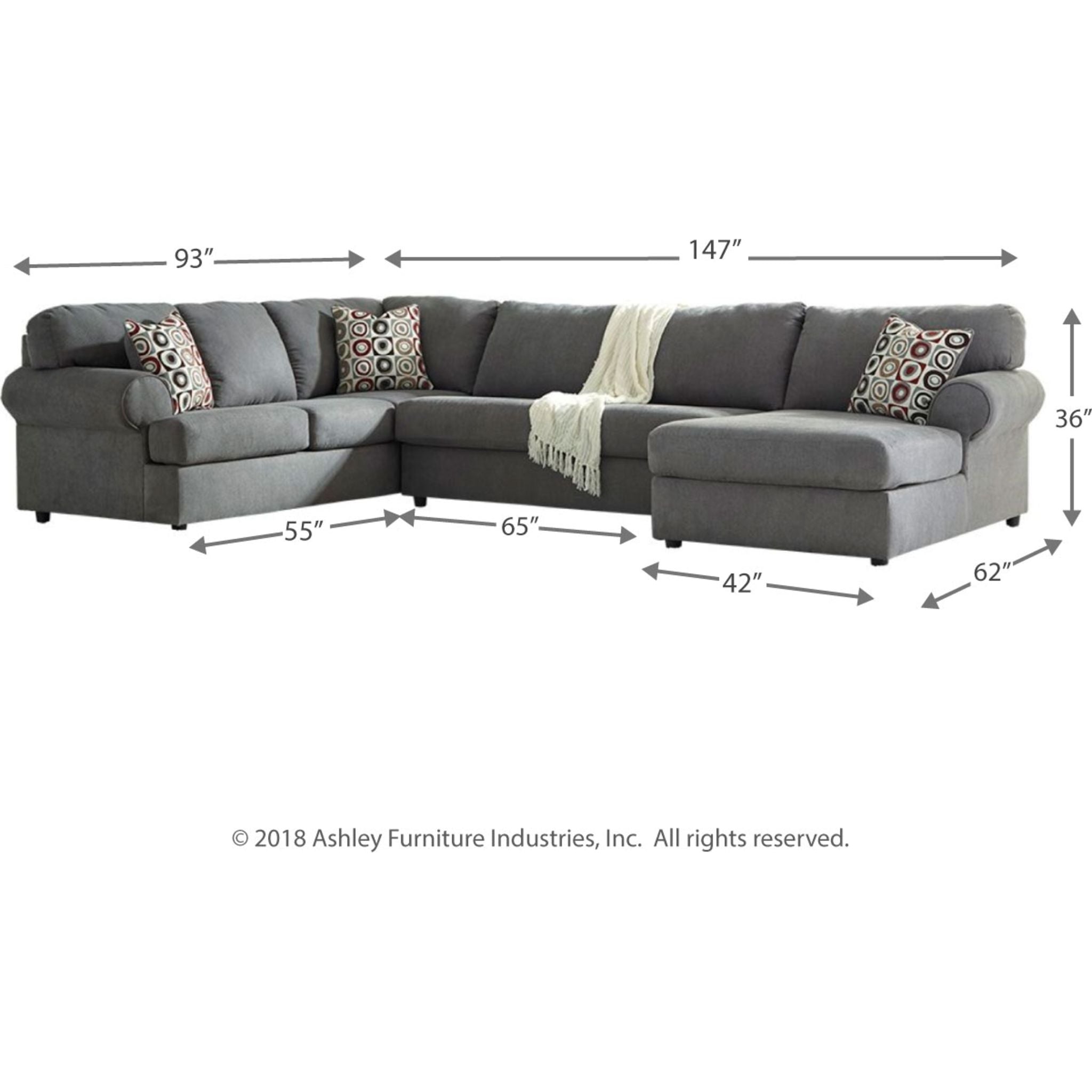 Arlie 3-Piece Sectional Sofa Set with Reversible Chaise - Modern L-Shaped Couch for Living Room, Family Room & Apartment - Soft Fabric Upholstery, Comfortable Seating