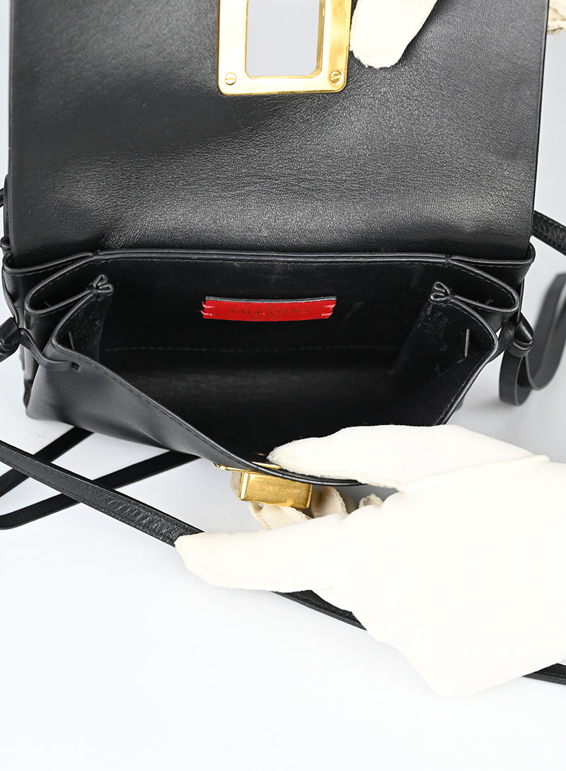 Valentino Black Crossbody Bag with V Logo - Perfect for Everyday Use, Travel & Fashion Accessories