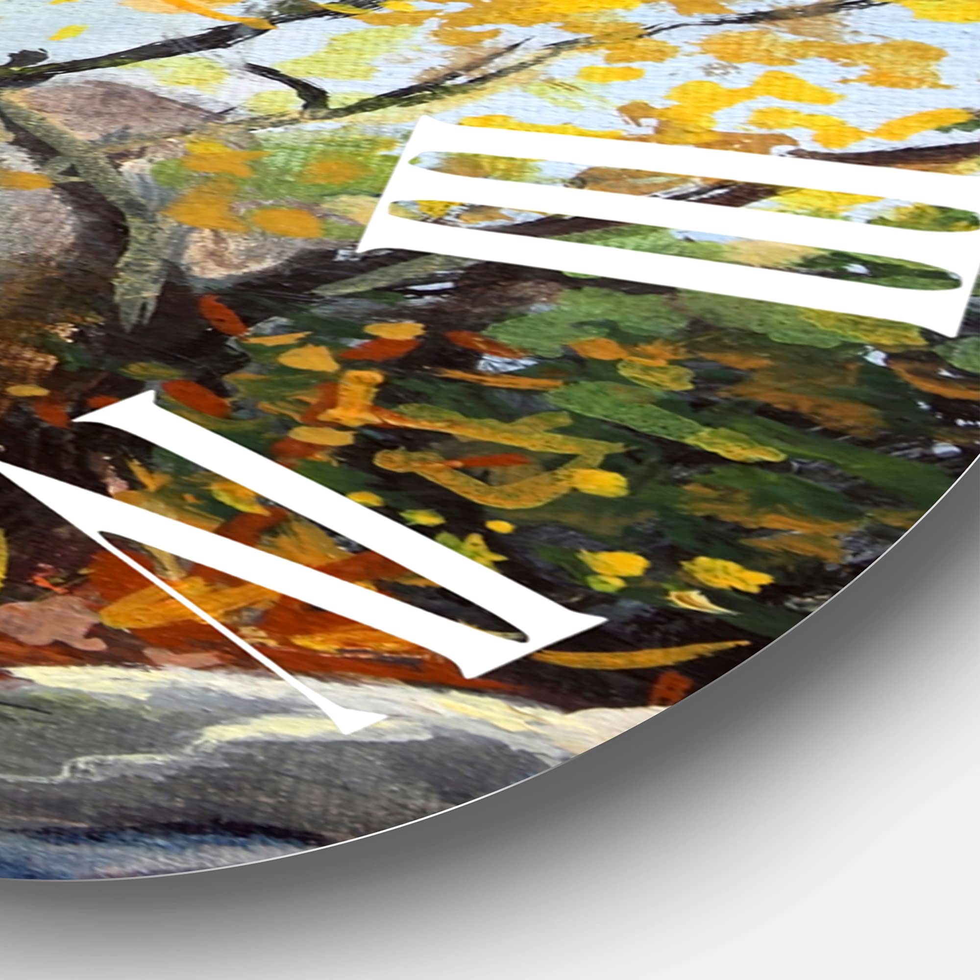 Large Traditional Wall Clock 'Marble Path in Autumn' - Nature Landscape Wall Decor for Living Room, Bedroom & Office - Perfect Home Decoration & Gift Idea