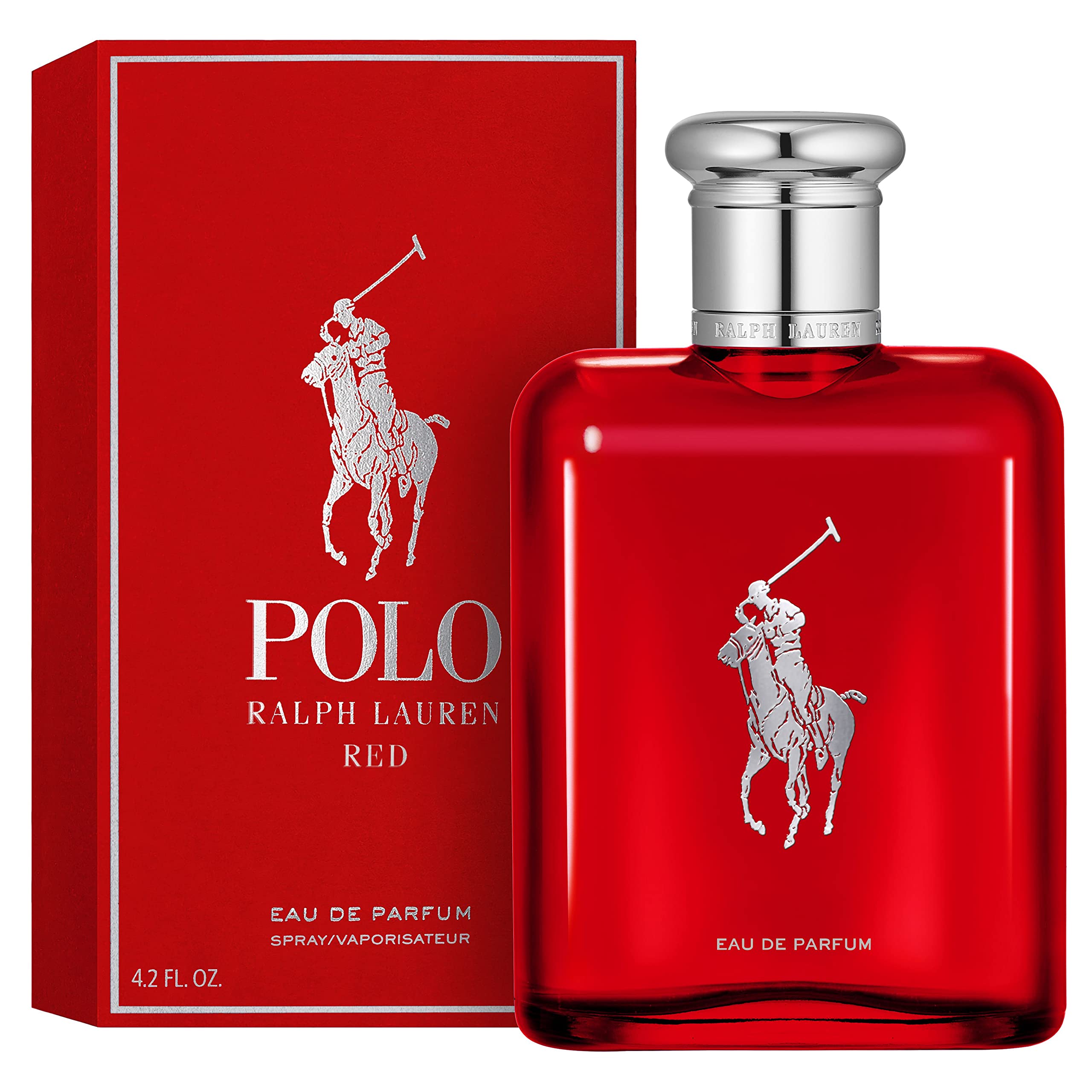 RALPH LAUREN Polo Red Eau de Parfum for Men - Woody Spicy Cologne with Ginger, Sage & Cedarwood - 4.2 Fl Oz - Medium Intensity Fragrance - Perfect for Date Night & Formal Events
