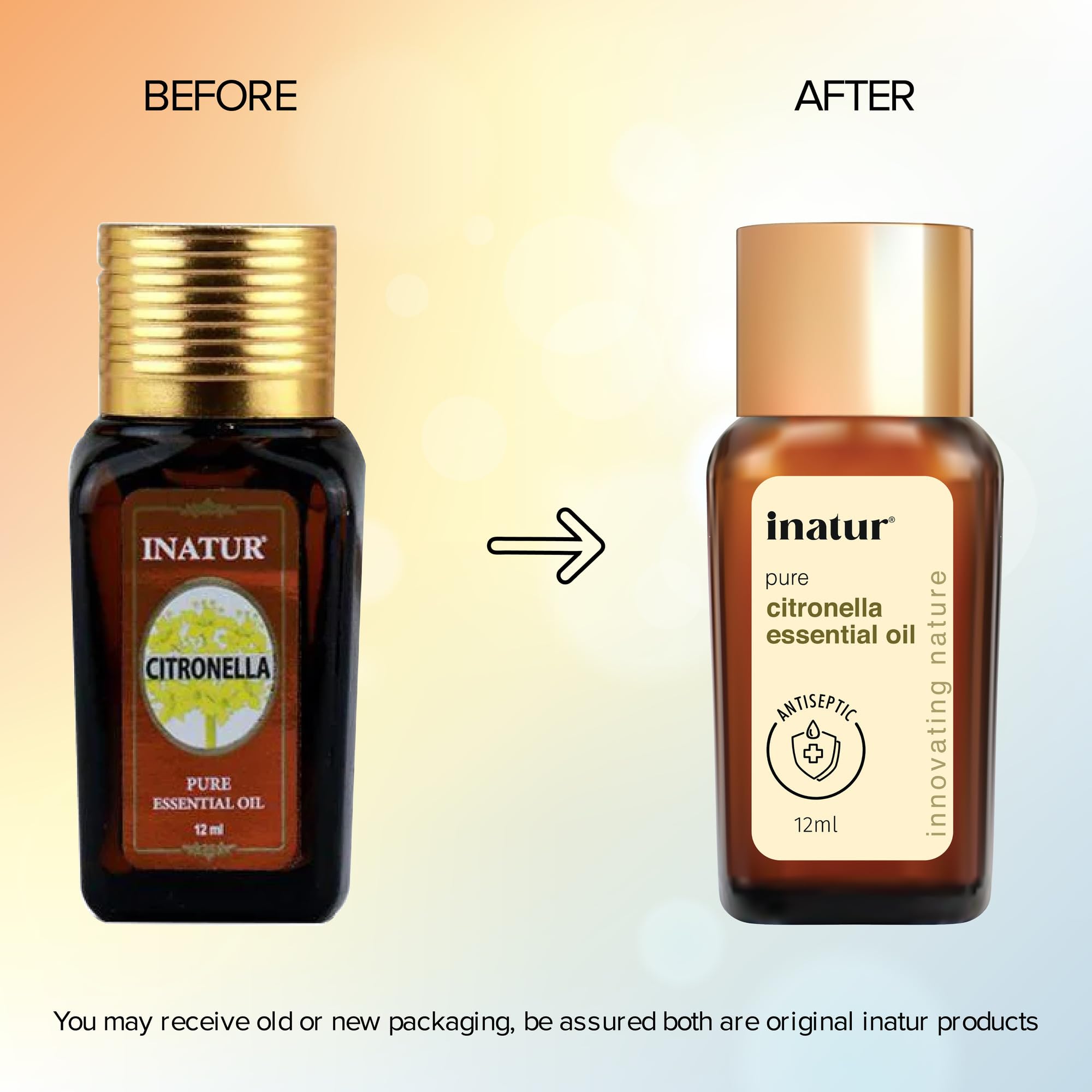 Inatur 100% Pure Citronella Essential Oil - 12ml for Aromatherapy, DIY Skincare & Natural Mosquito Repellent