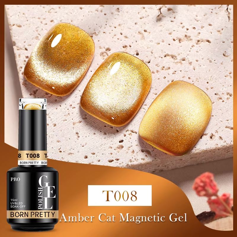 Born Pretty Jelly Amber Cat Eye Magnetic Gel Polish - 15ml Nail Art for Stunning Magnetic Cat Eye Effect, Perfect for Salon & Home Manicures